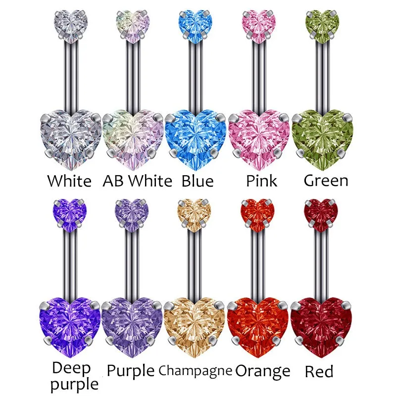 1PC Steel Belly Button Rings Crystal Piercing Navel Heart Style Navel Piercing Earring Belly Piercing Sexy Body Jewelry Ombligo