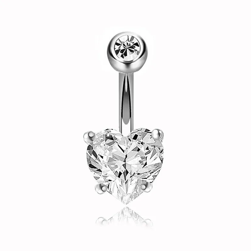 1PC Steel Belly Button Rings Crystal Piercing Navel Heart Style Navel Piercing Earring Belly Piercing Sexy Body Jewelry Ombligo