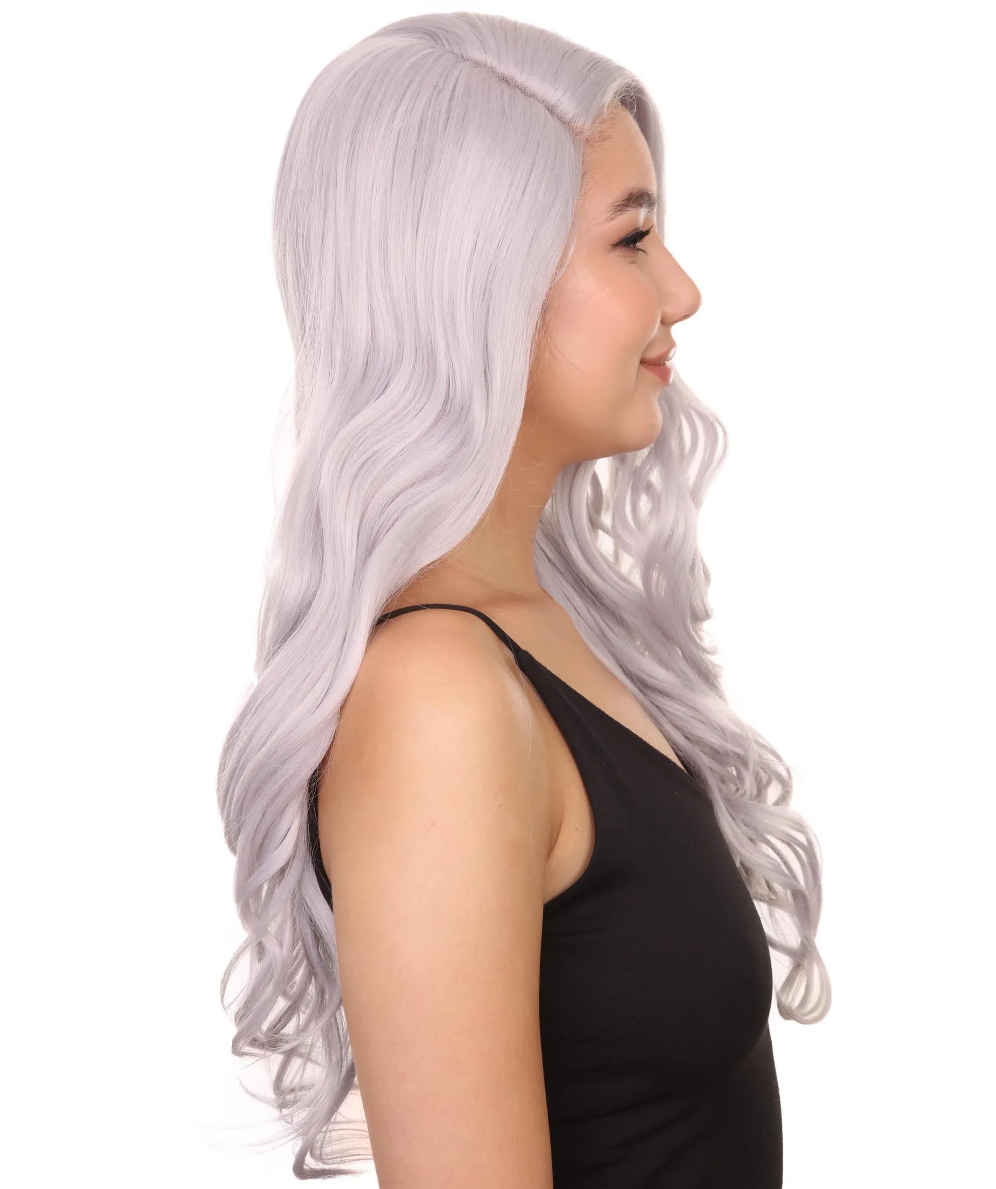 Adult Women's 26" Long Length Wavy C-Part Ebony Icon Beauty Wig,  Lace Front Heat Resistant Fibers, Perfect for your Everyday Wear and Styling to your Expectations! | Nunique