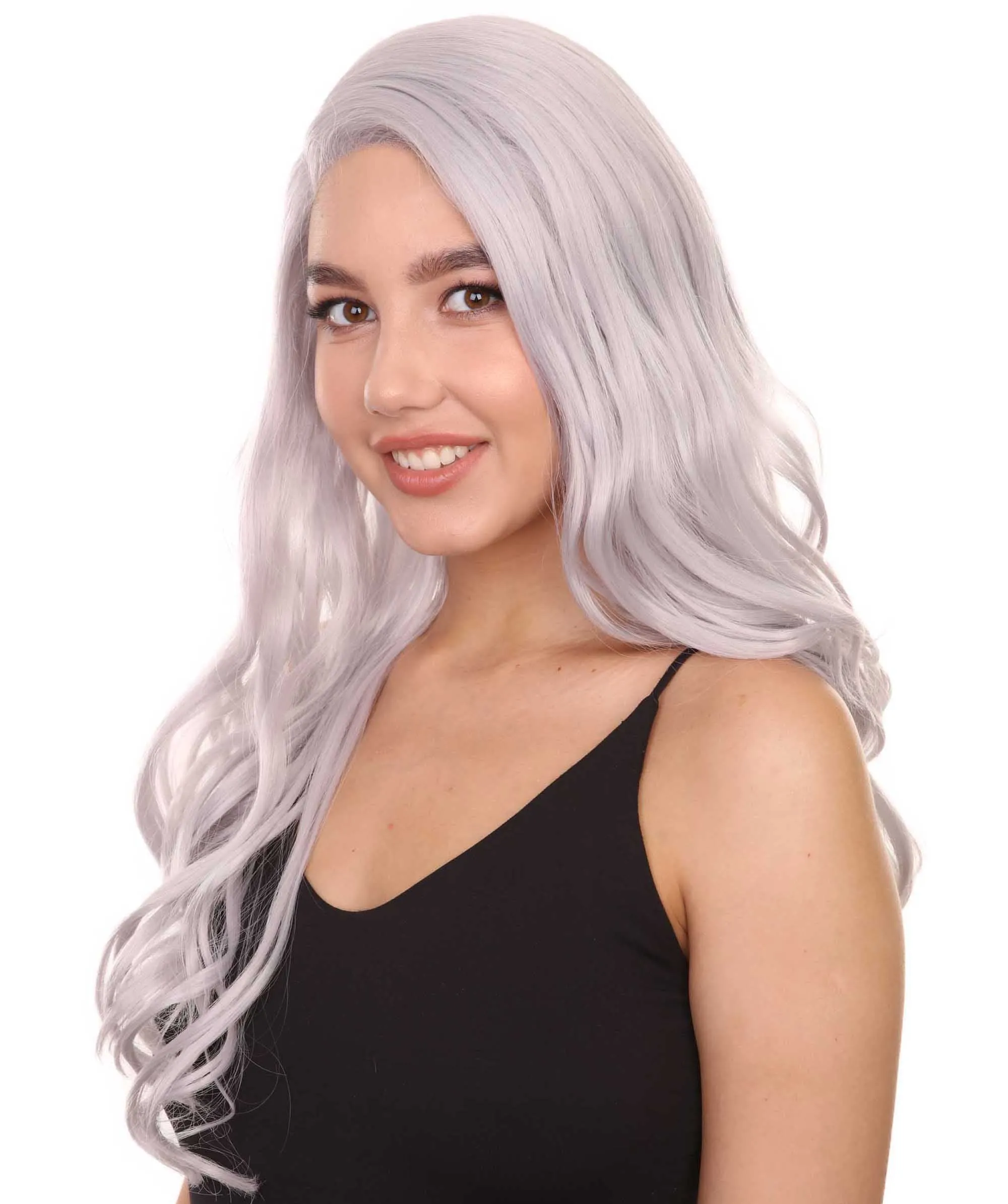 Adult Women's 26" Long Length Wavy C-Part Ebony Icon Beauty Wig,  Lace Front Heat Resistant Fibers, Perfect for your Everyday Wear and Styling to your Expectations! | Nunique