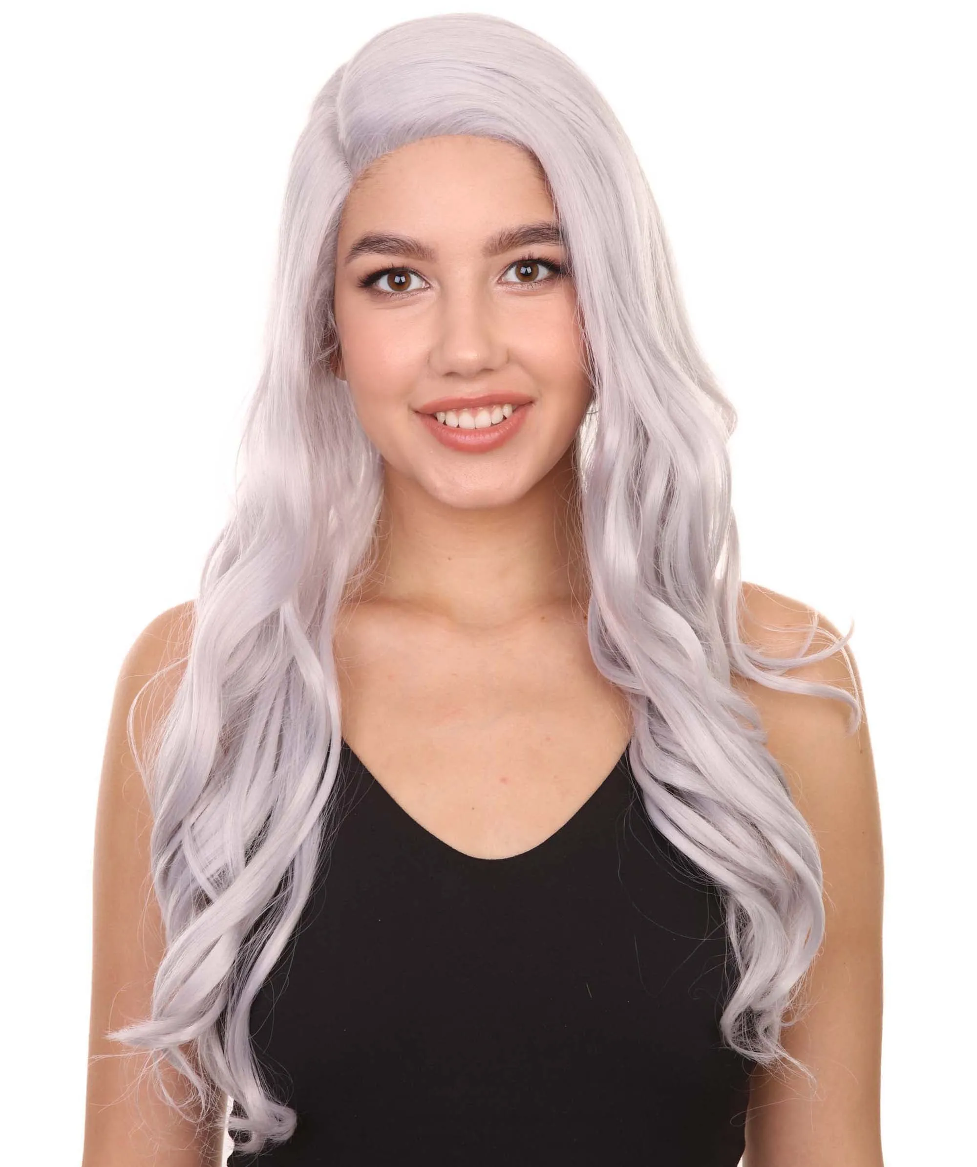 Adult Women's 26" Long Length Wavy C-Part Ebony Icon Beauty Wig,  Lace Front Heat Resistant Fibers, Perfect for your Everyday Wear and Styling to your Expectations! | Nunique