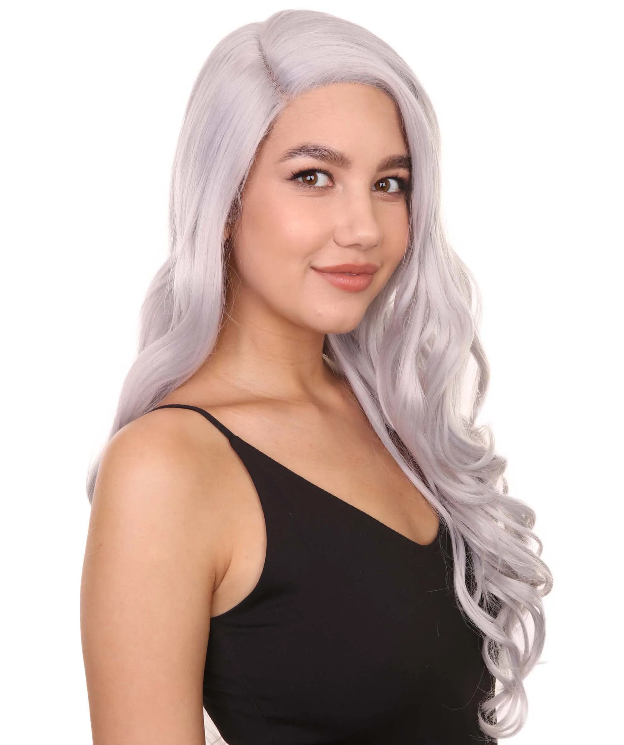 Adult Women's 26" Long Length Wavy C-Part Ebony Icon Beauty Wig,  Lace Front Heat Resistant Fibers, Perfect for your Everyday Wear and Styling to your Expectations! | Nunique