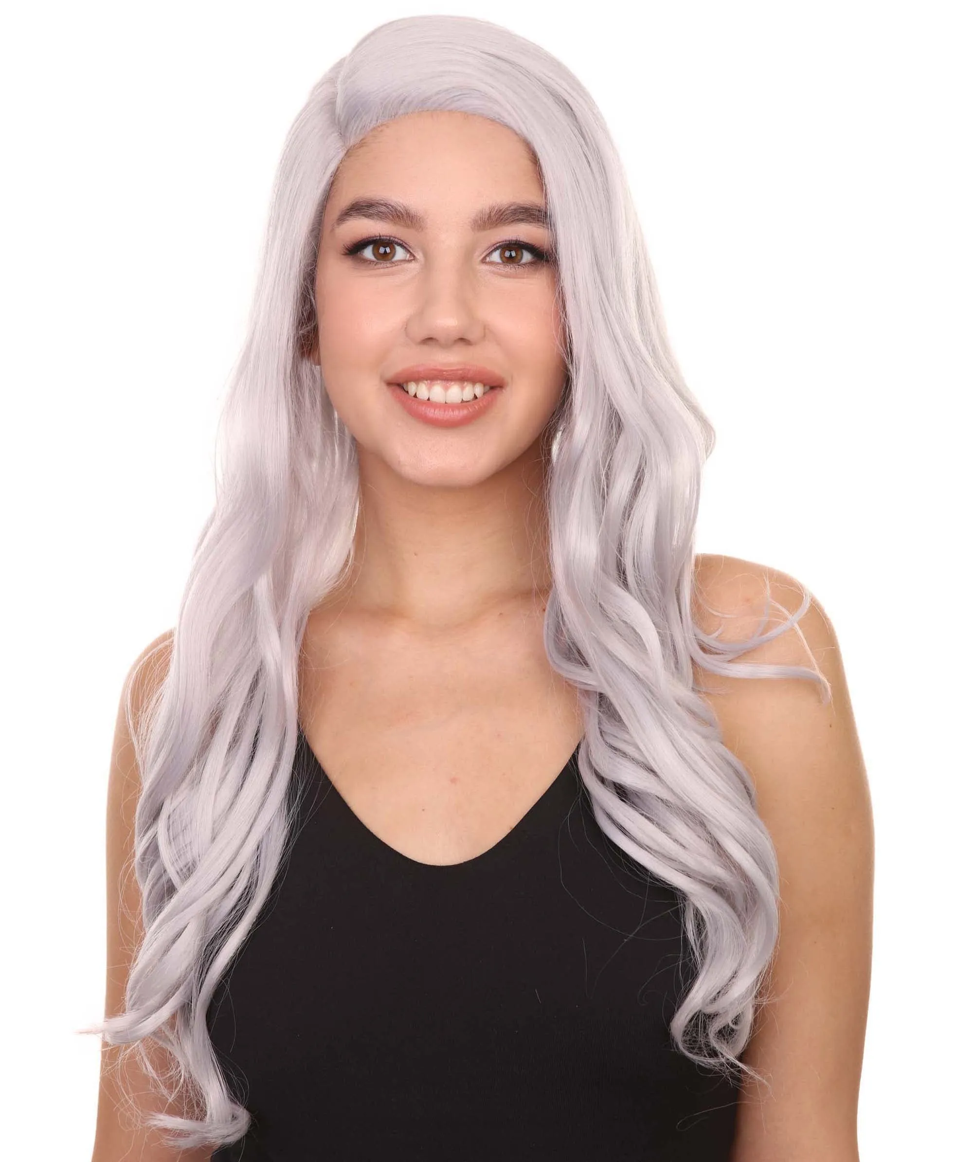 Adult Women's 26" Long Length Wavy C-Part Ebony Icon Beauty Wig,  Lace Front Heat Resistant Fibers, Perfect for your Everyday Wear and Styling to your Expectations! | Nunique