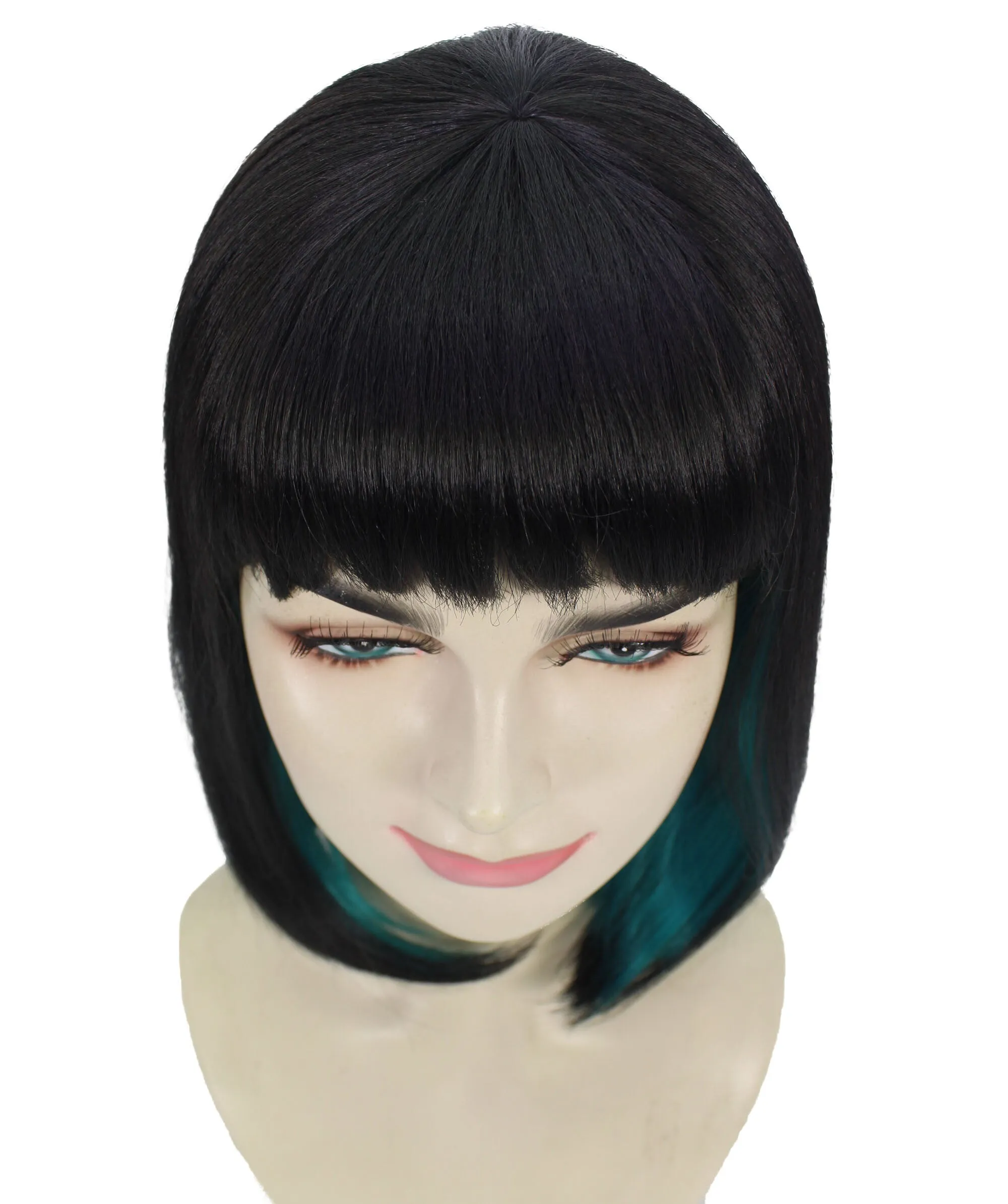 Adult Women's Black and Green Two Tone Wig| Perfect for Cosplay| Flame-retardant Synthetic Fiber