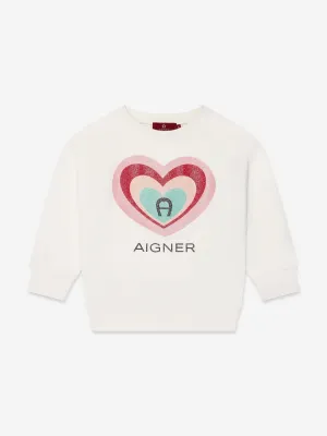 Aigner Girls Logo Sweatshirt in Ivory