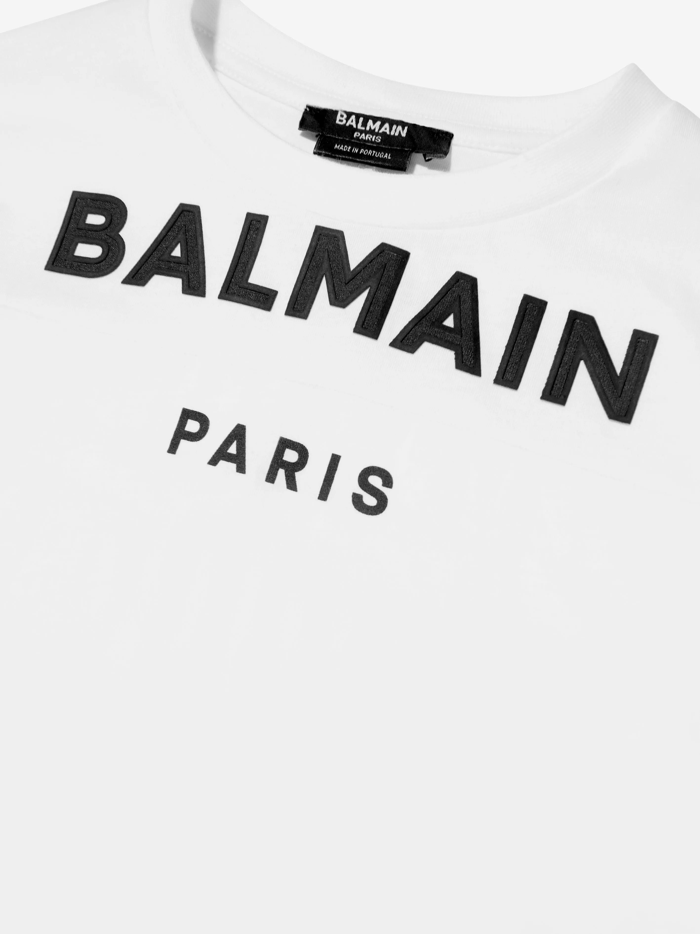 Balmain Boys Logo Print T-Shirt in White