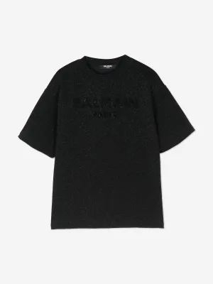 Balmain Boys Paris Logo T-Shirt in Black