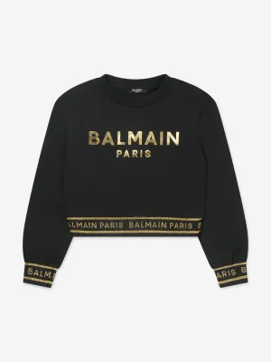 Balmain Girls Cropped Logo Sweatshirt