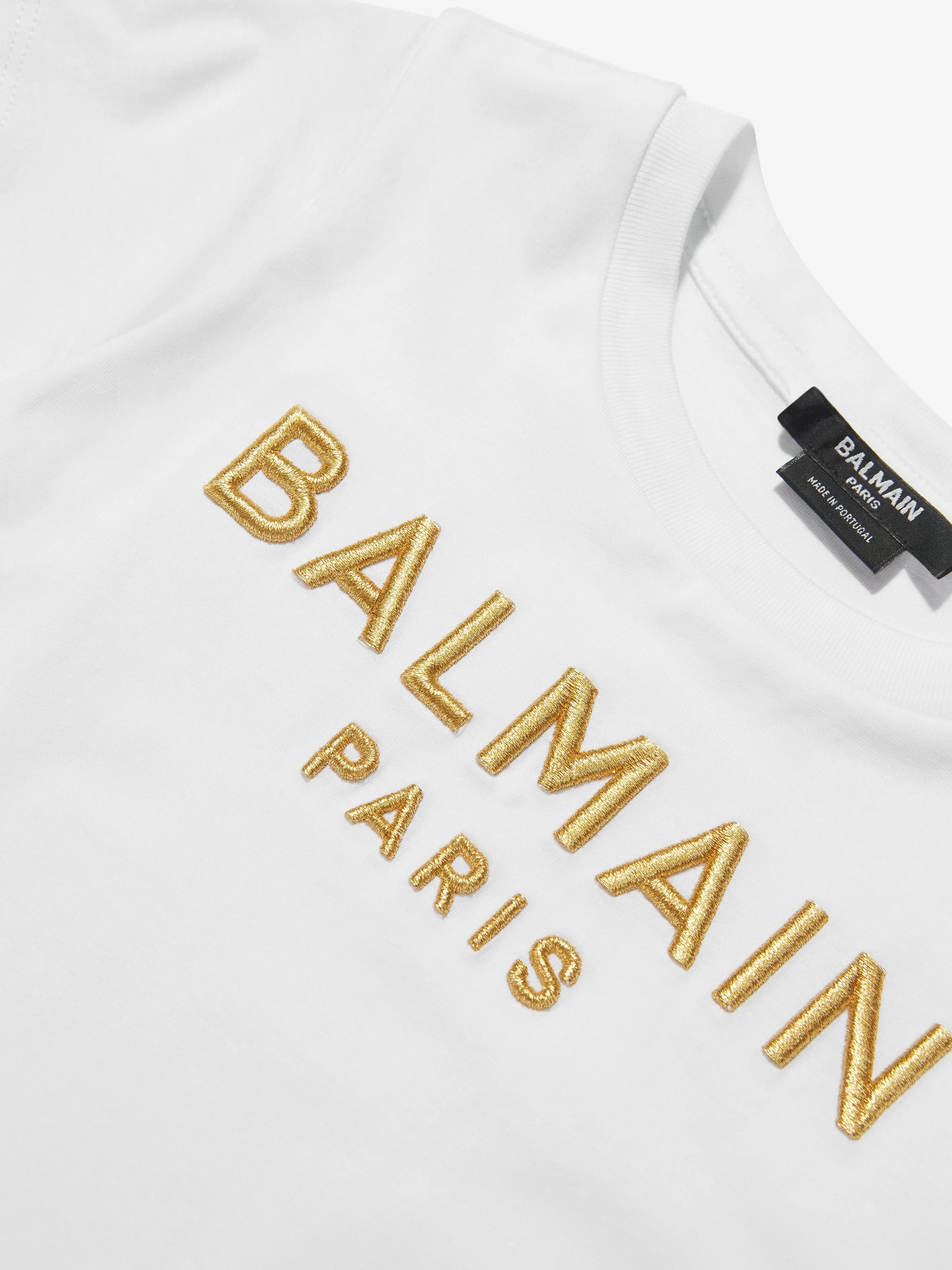 Balmain Girls Logo Jersey Dress in White