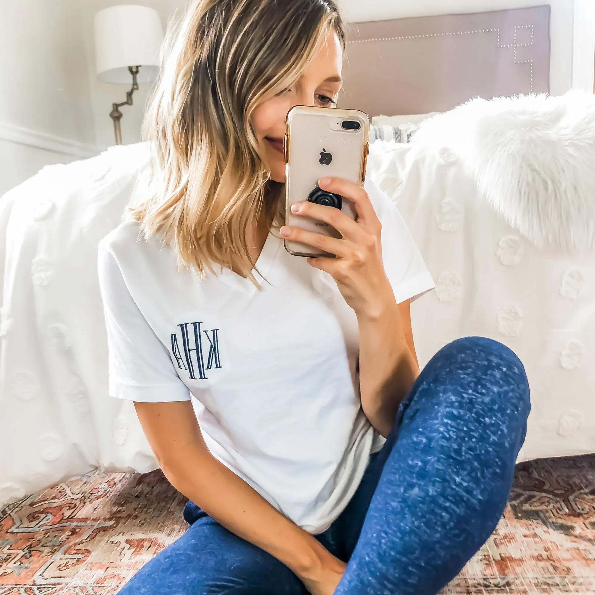 Bella & Canvas Monogram V-Neck Tee