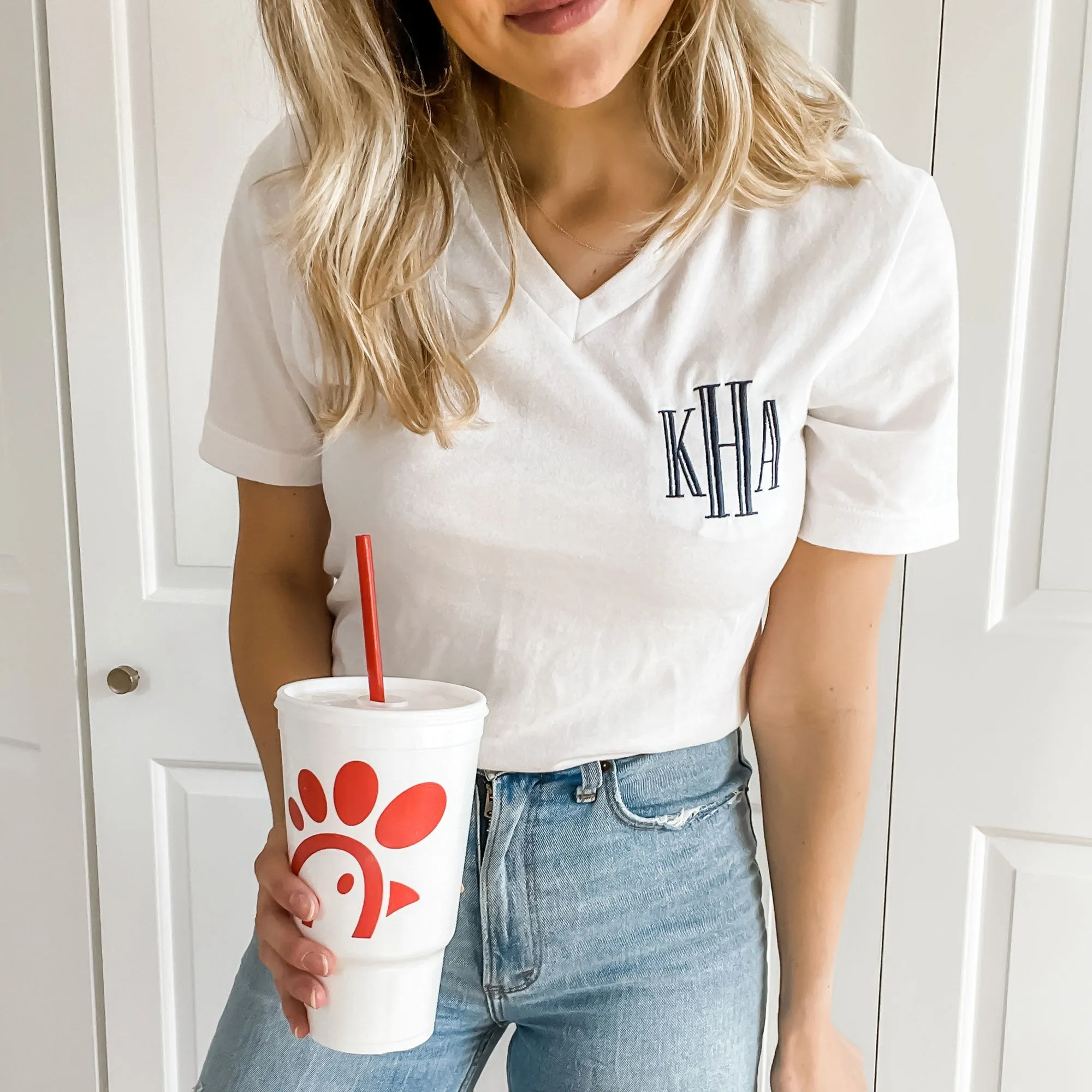 Bella & Canvas Monogram V-Neck Tee