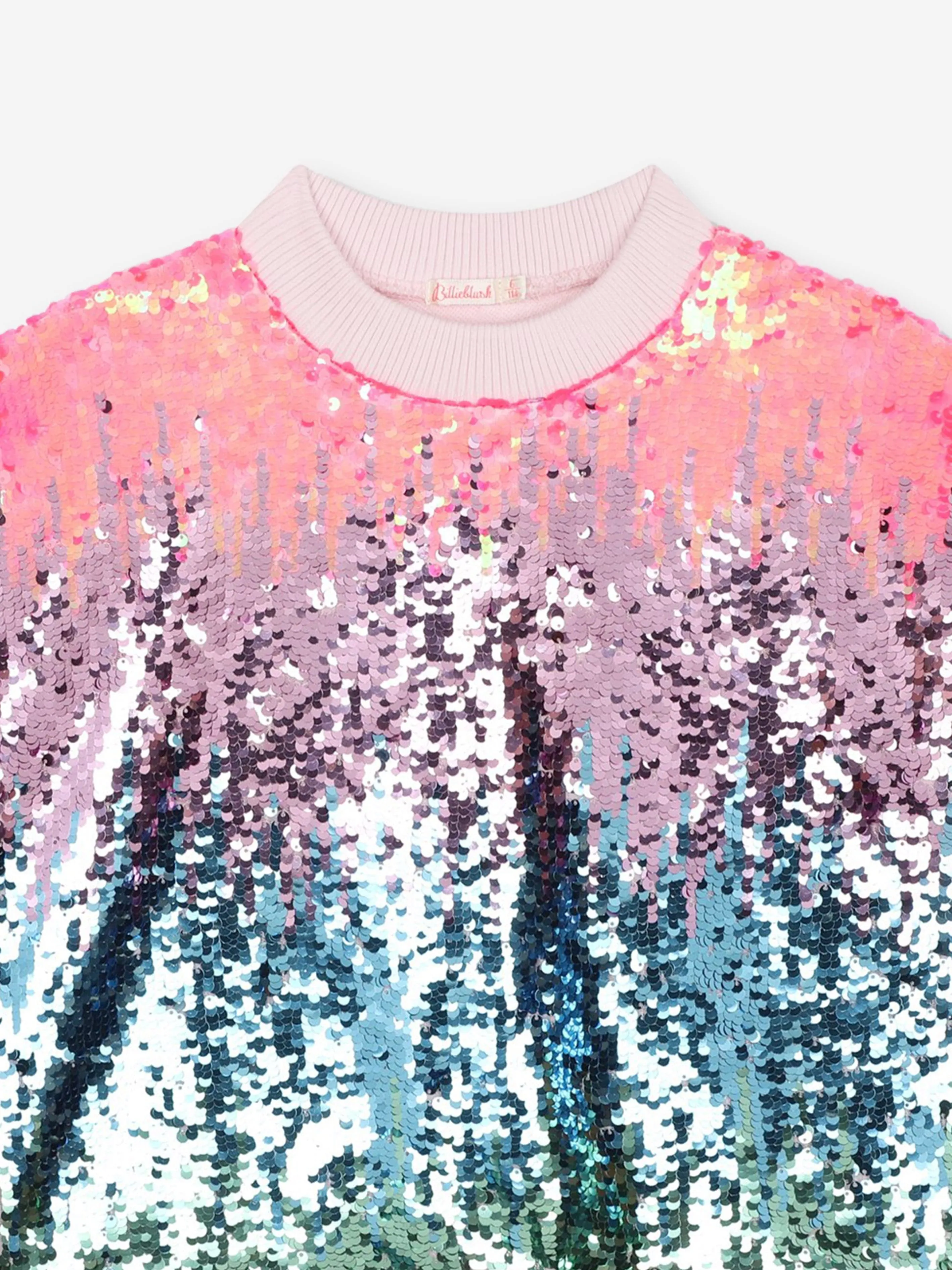 Billieblush Girls Sequin Sweatshirt in Pink