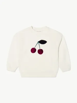 Bonpoint Girls Cherry Tayla Sweatshirt in White