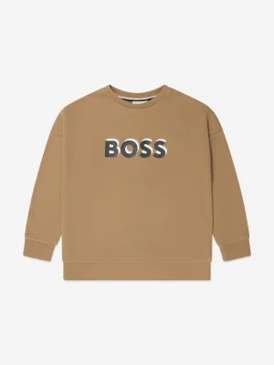 BOSS Boys Embossed Logo Sweatshirt in Beige