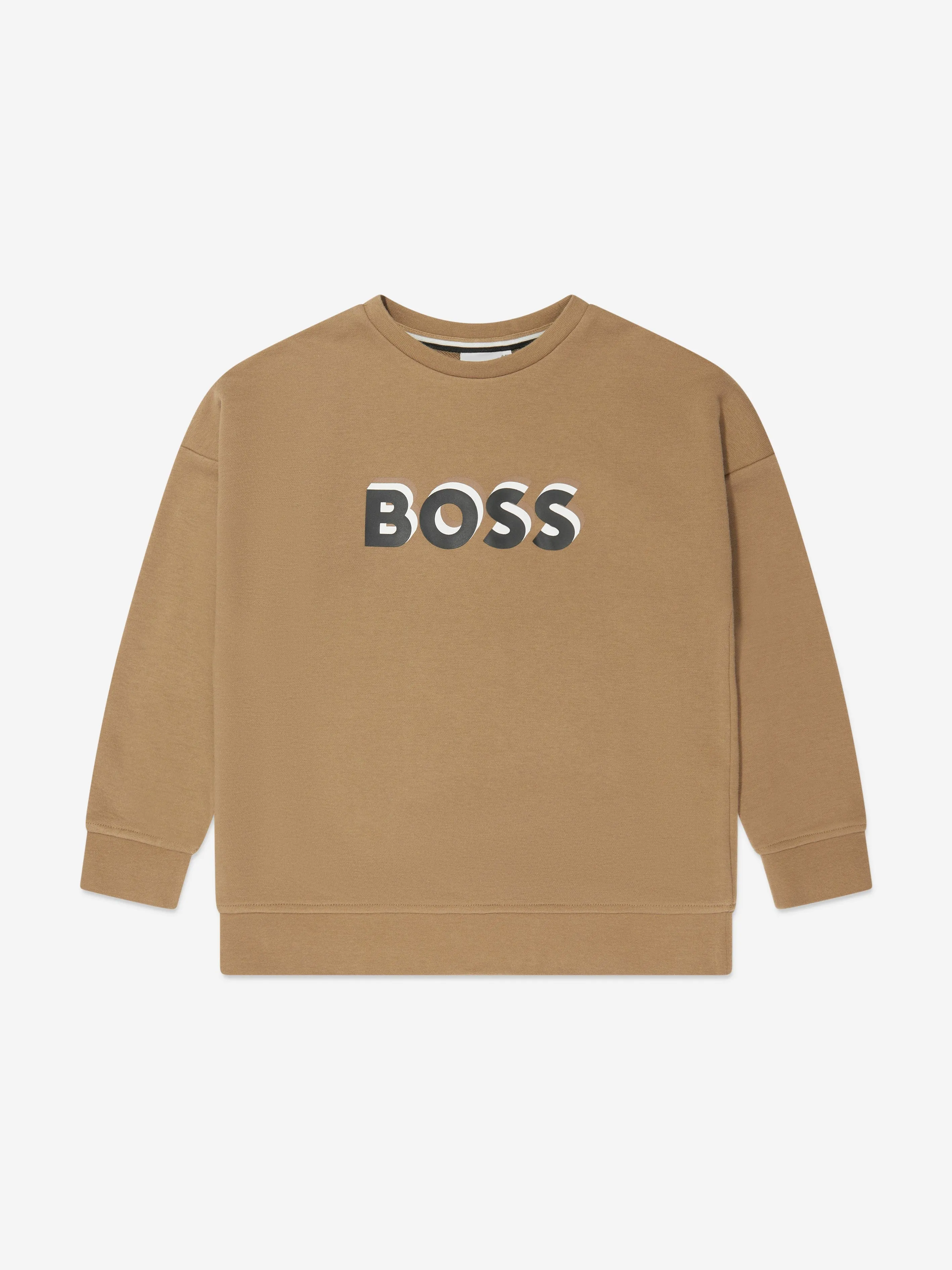 BOSS Boys Embossed Logo Sweatshirt in Beige