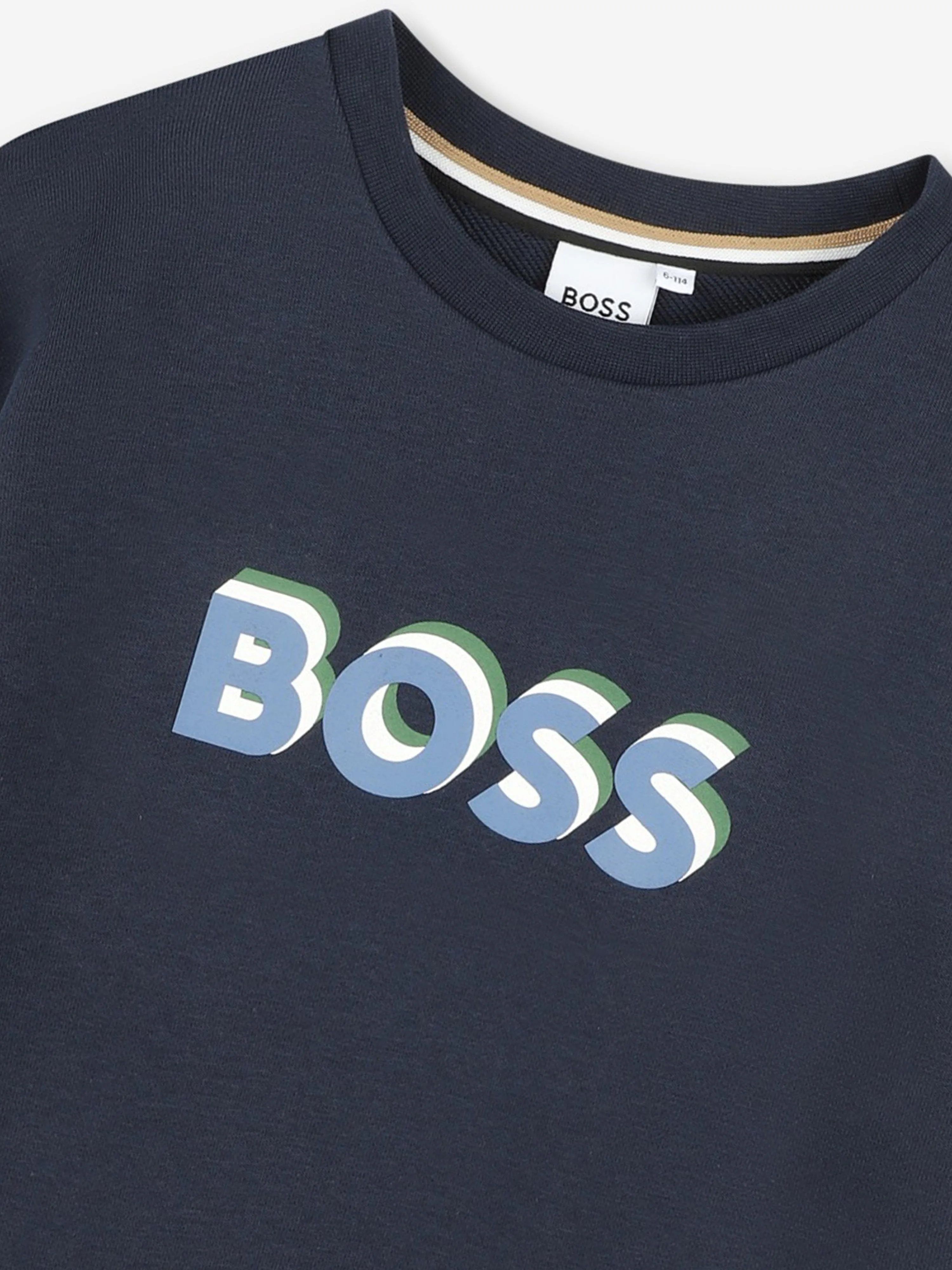 BOSS Boys Embossed Logo Sweatshirt in Navy