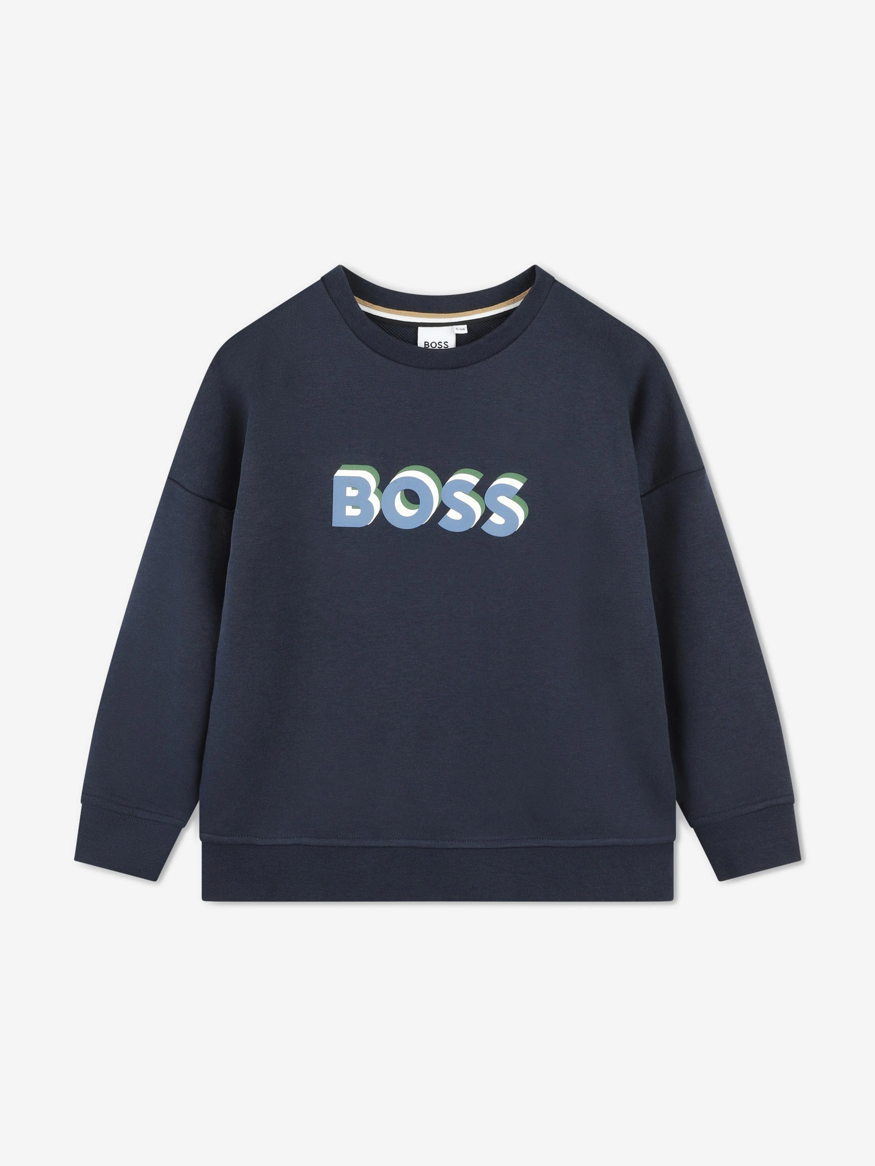 BOSS Boys Embossed Logo Sweatshirt in Navy