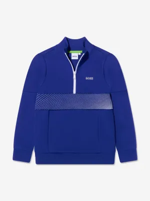 BOSS Boys Half Zip Sweatshirt In Blue