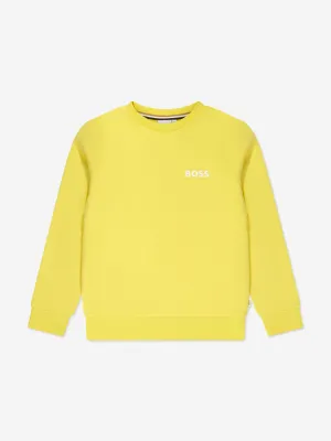 BOSS Boys Logo Print Sweatshirt in Yellow