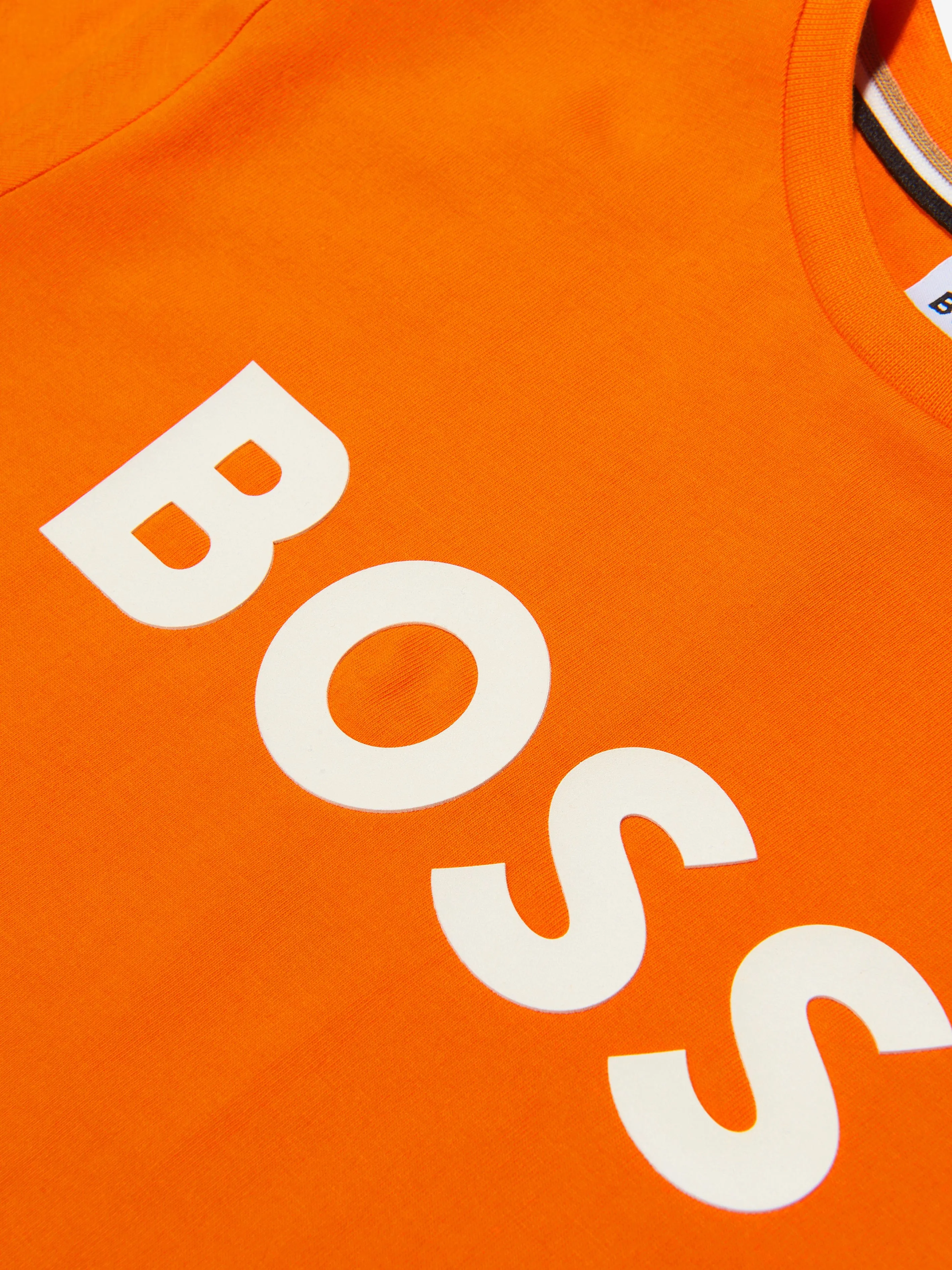 BOSS Boys Logo Print T-Shirt In Orange