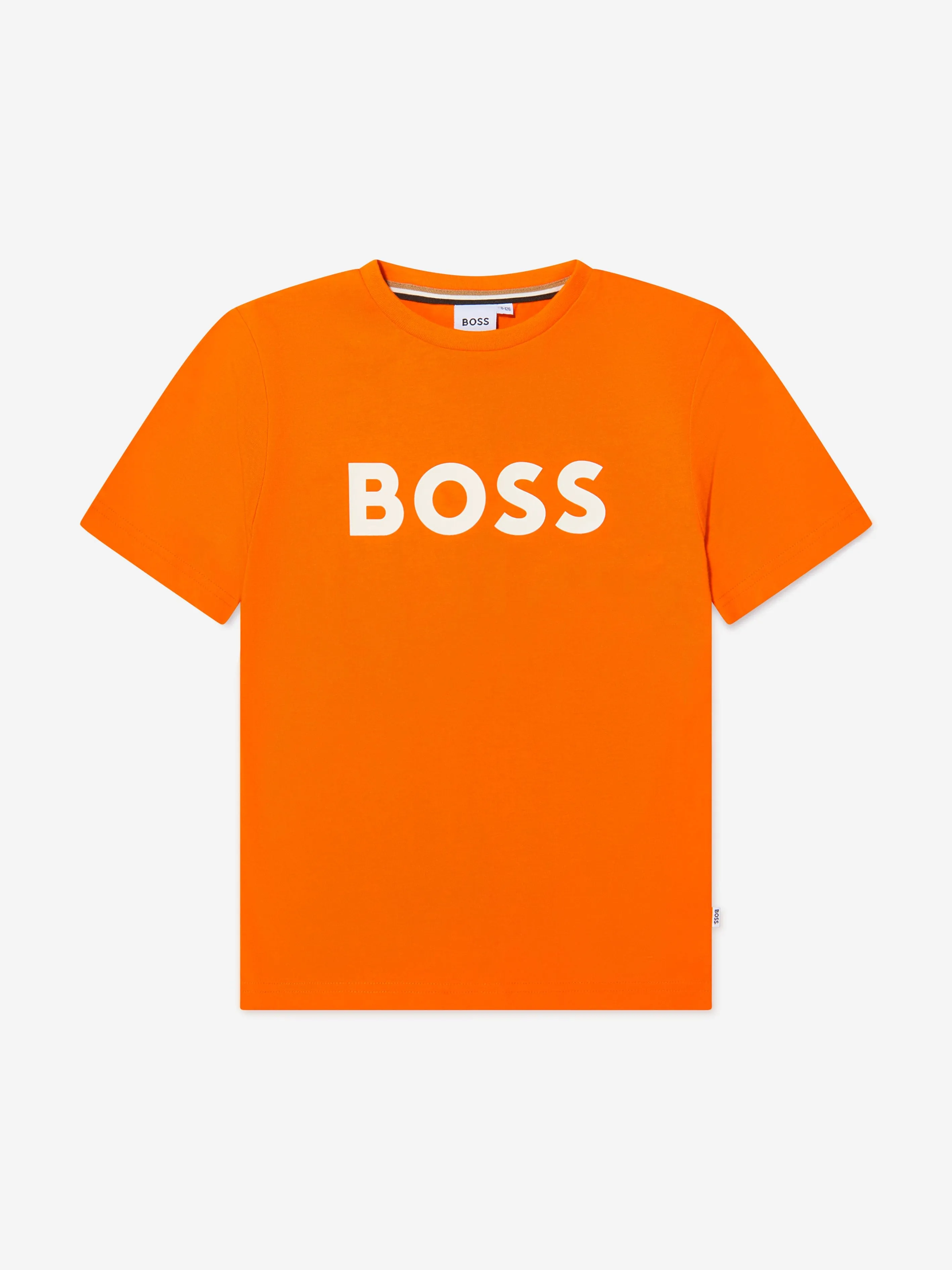 BOSS Boys Logo Print T-Shirt In Orange