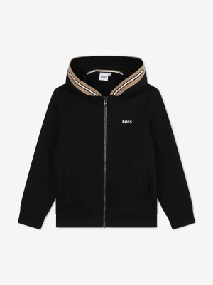 BOSS Boys Logo Zip Up Top in Black