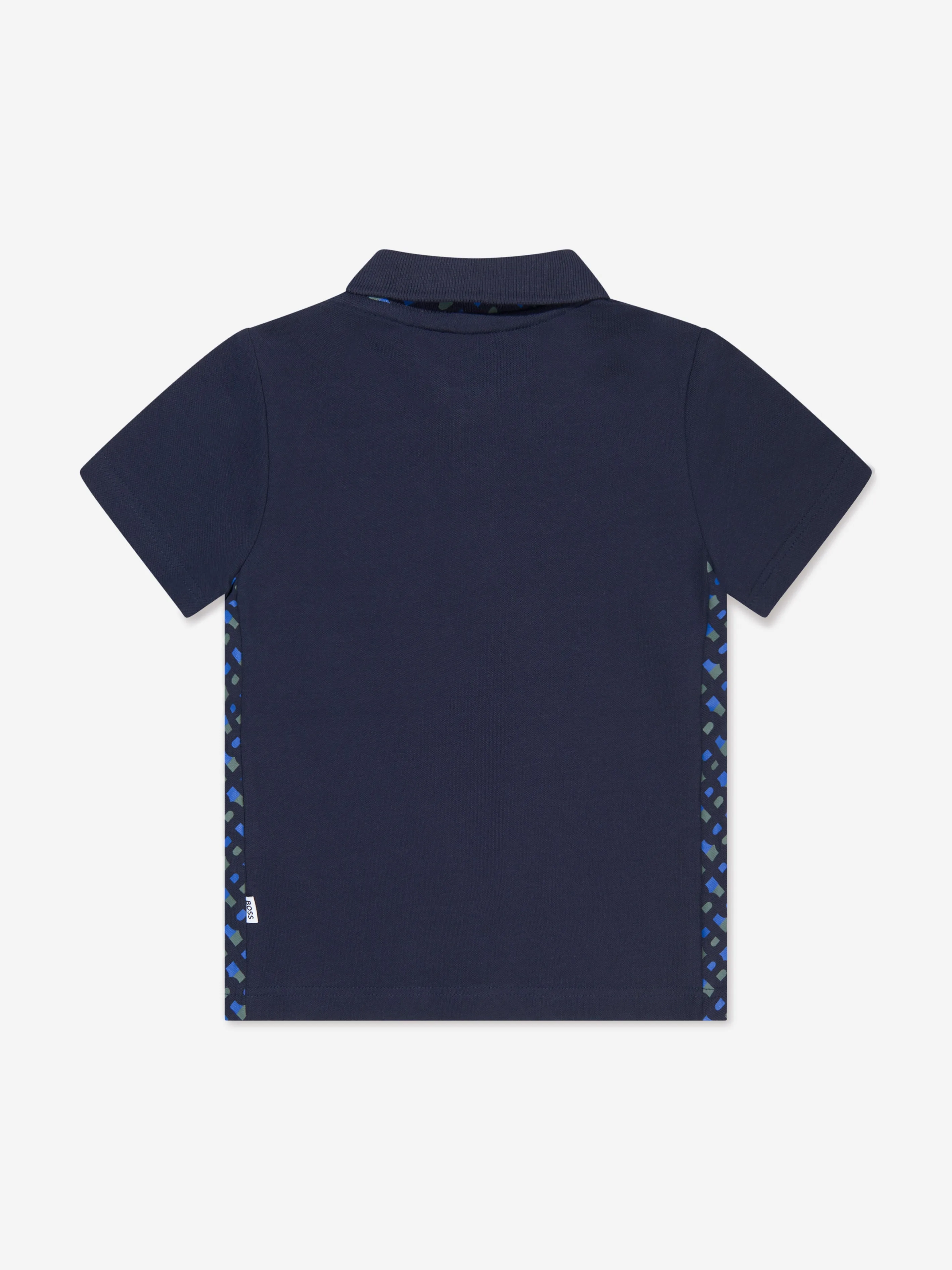 BOSS Boys Monogram Trim Polo Shirt In Navy