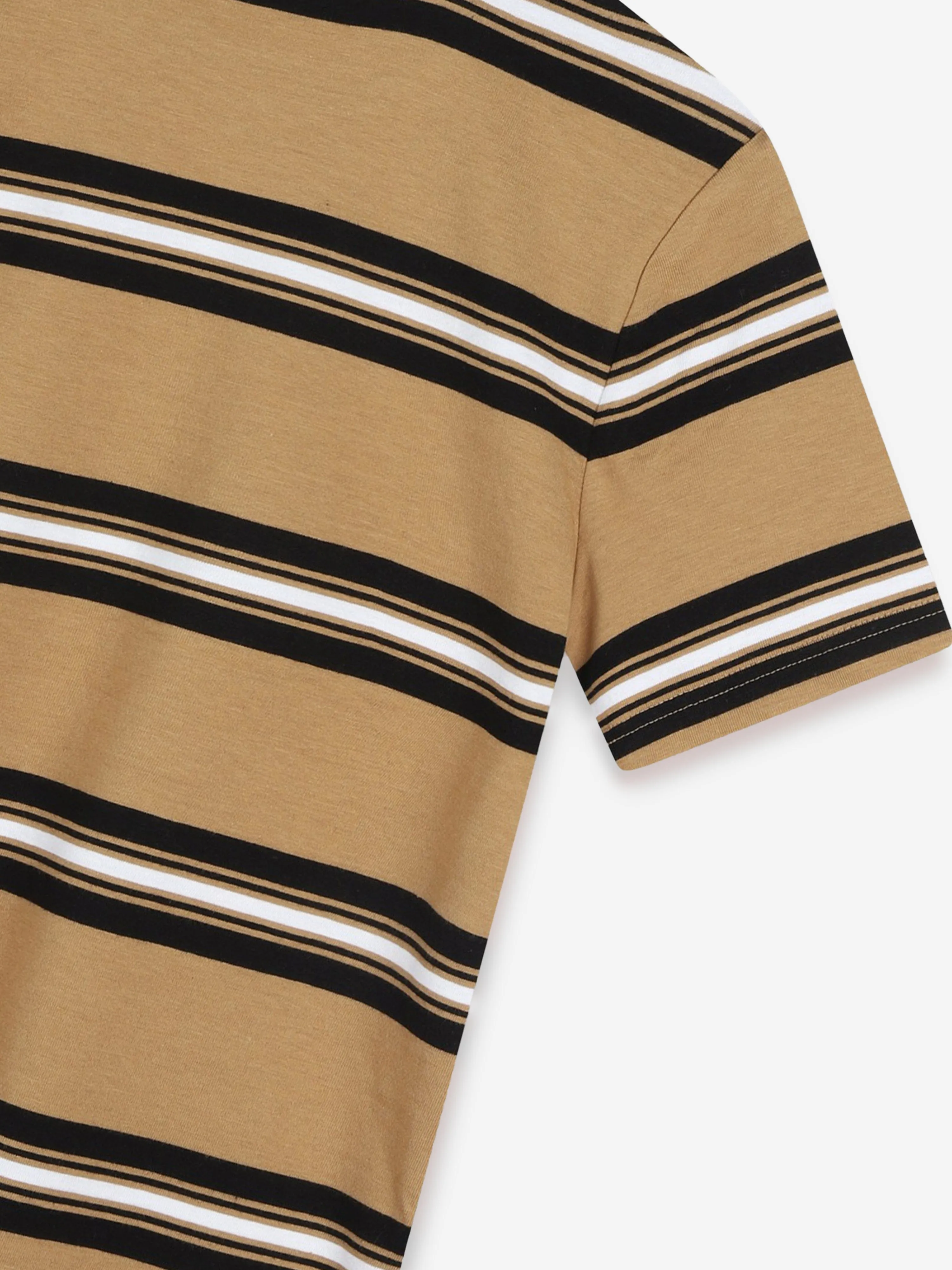 BOSS Boys Striped Logo T-Shirt in Brown