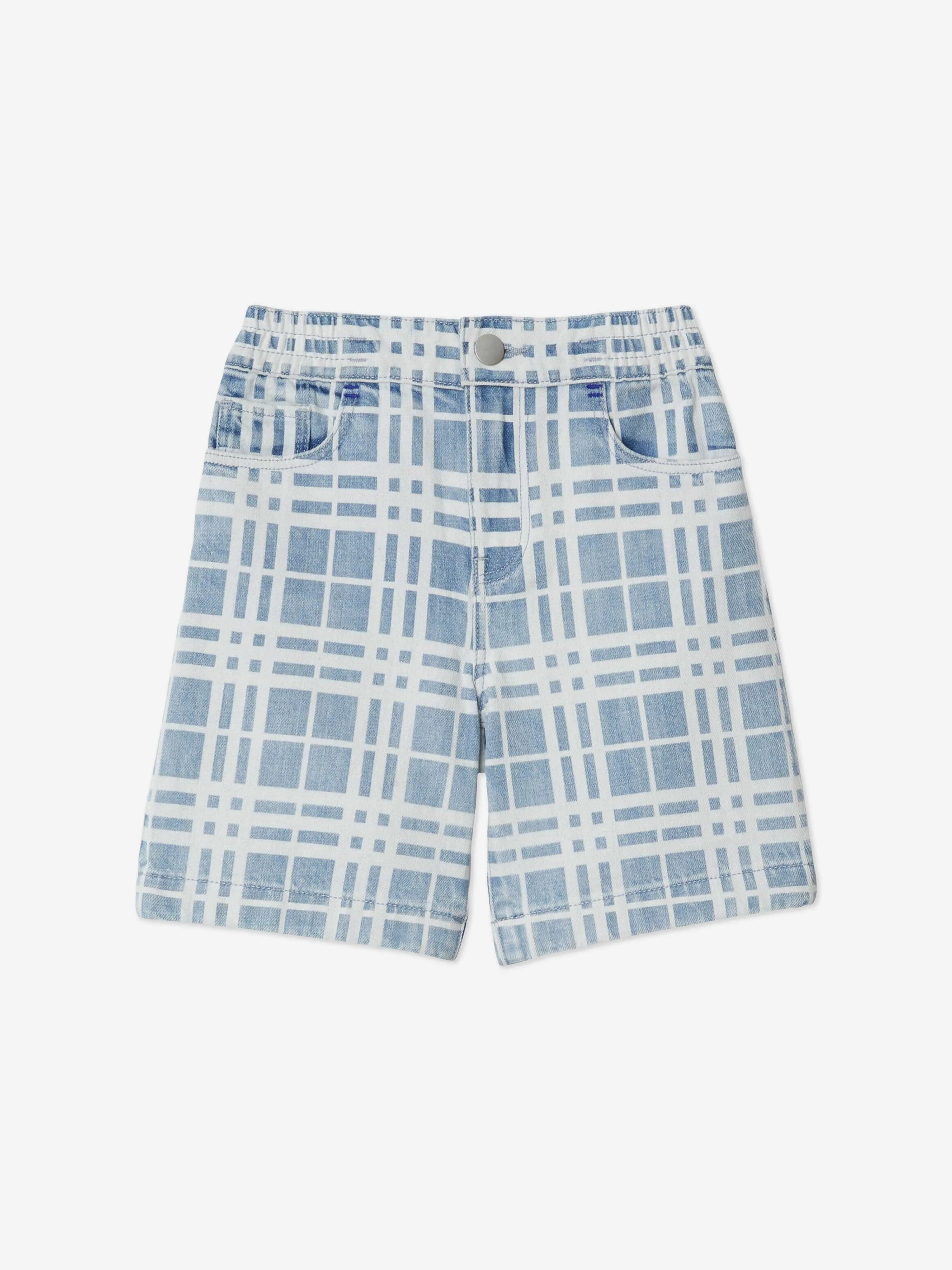 Burberry Boys Check Castel Shorts in Blue