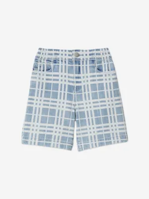 Burberry Boys Check Castel Shorts in Blue