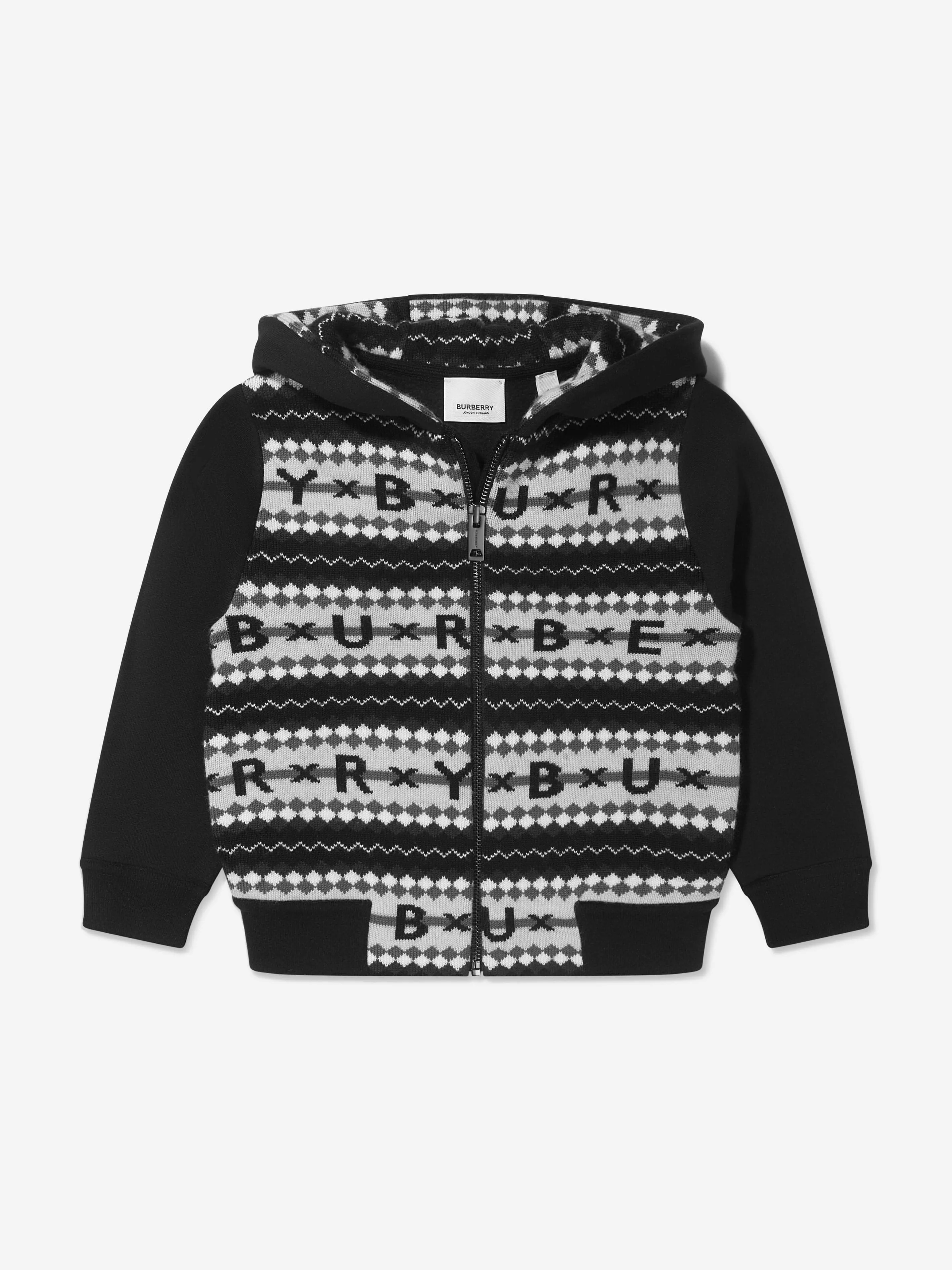 Burberry Boys Merino Wool Niko Zip Up Hoodie