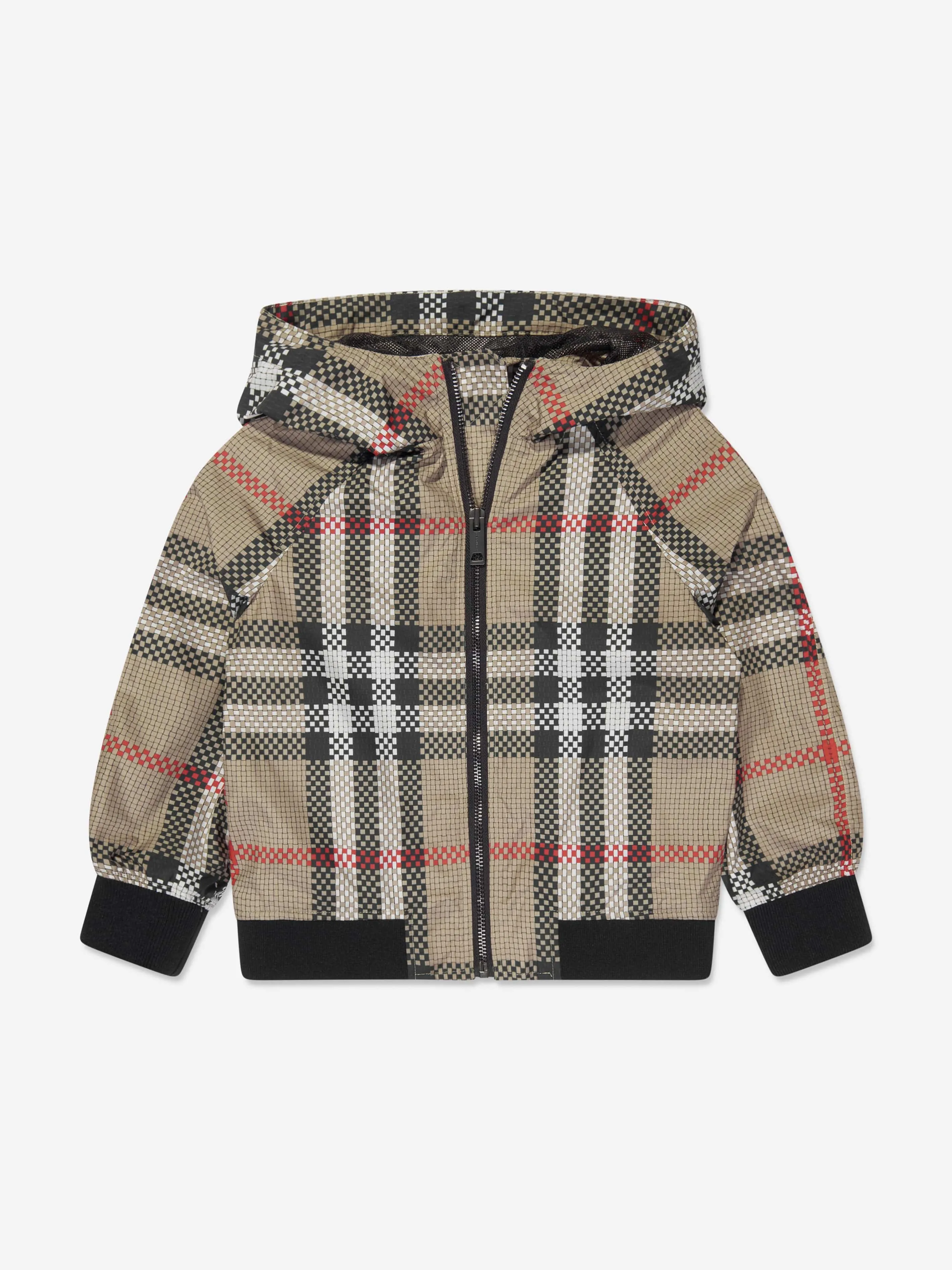 Burberry Boys Troy Zip Up Top in Archive Beige Check