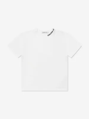 Calvin Klein Boys Intarsia Relaxed T-Shirt in White