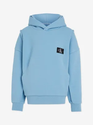 Calvin Klein Boys Pique Modern Comfort Hoodie in Blue