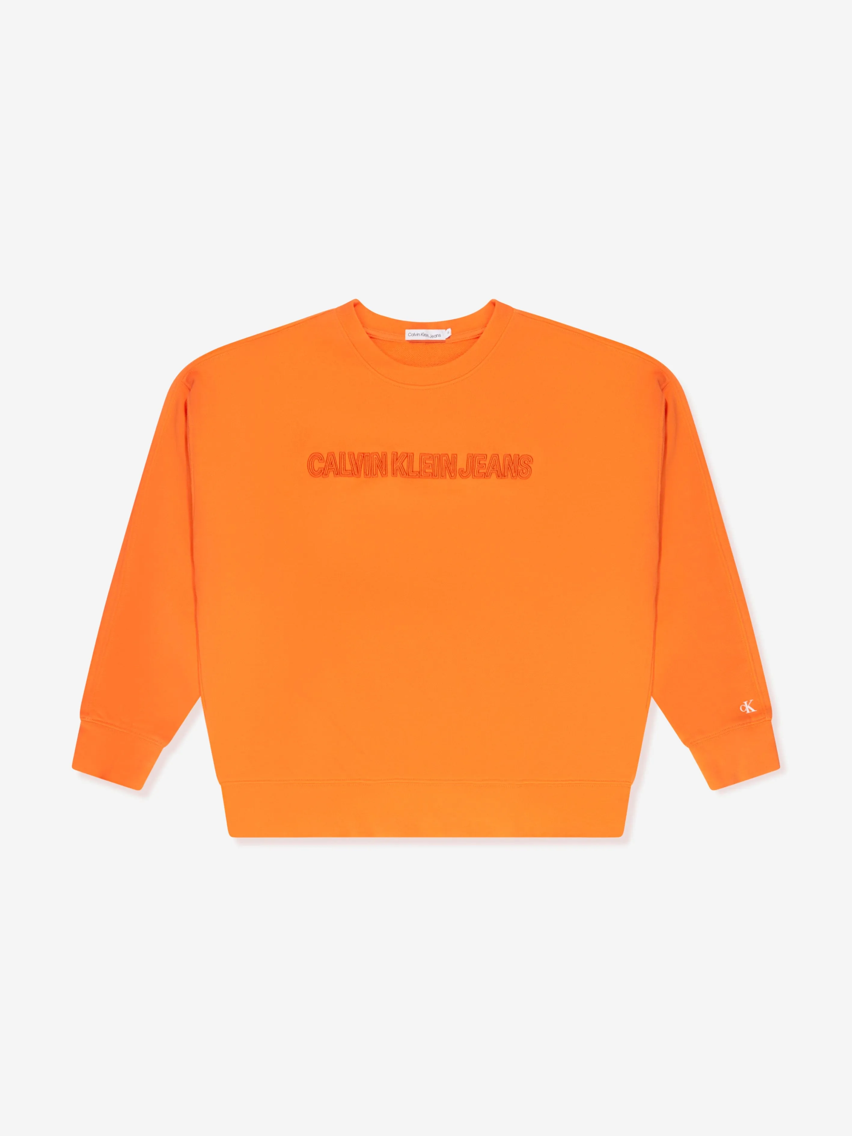 Calvin Klein Boys Raised Embroidered Sweatshirt in Orange