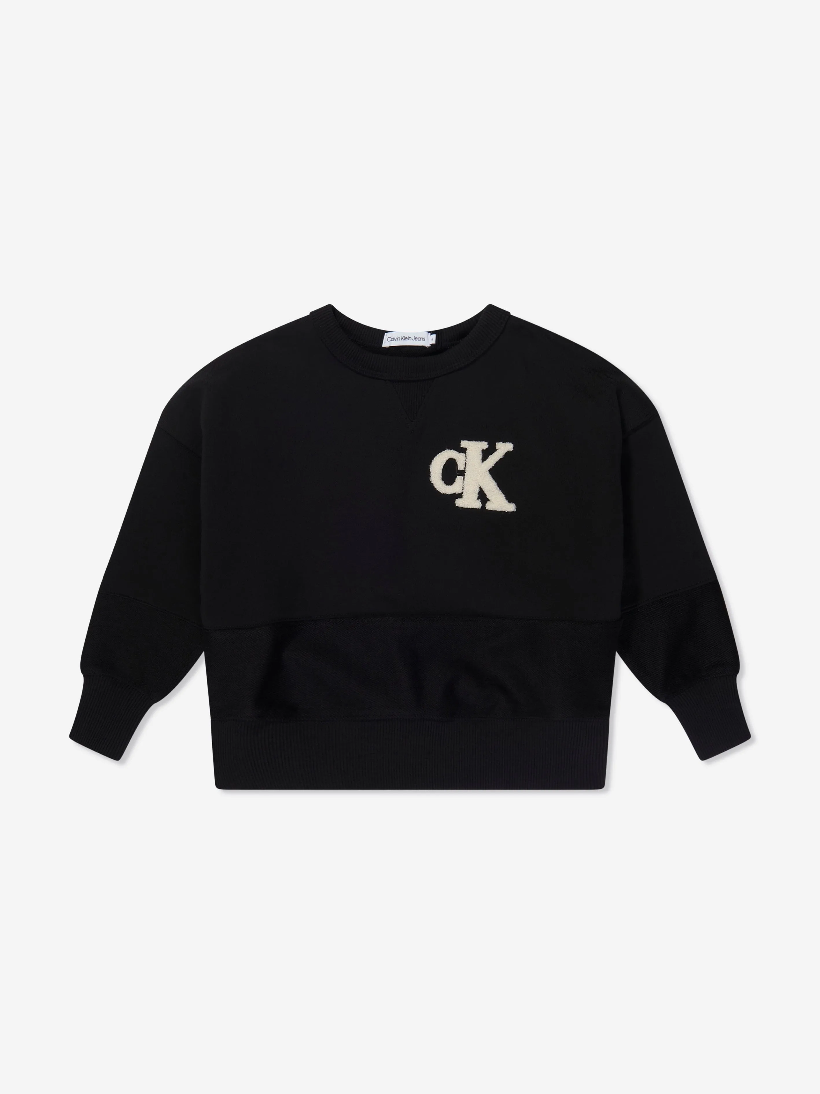 Calvin Klein Boys Towelling Mono Sweatshirt in Black