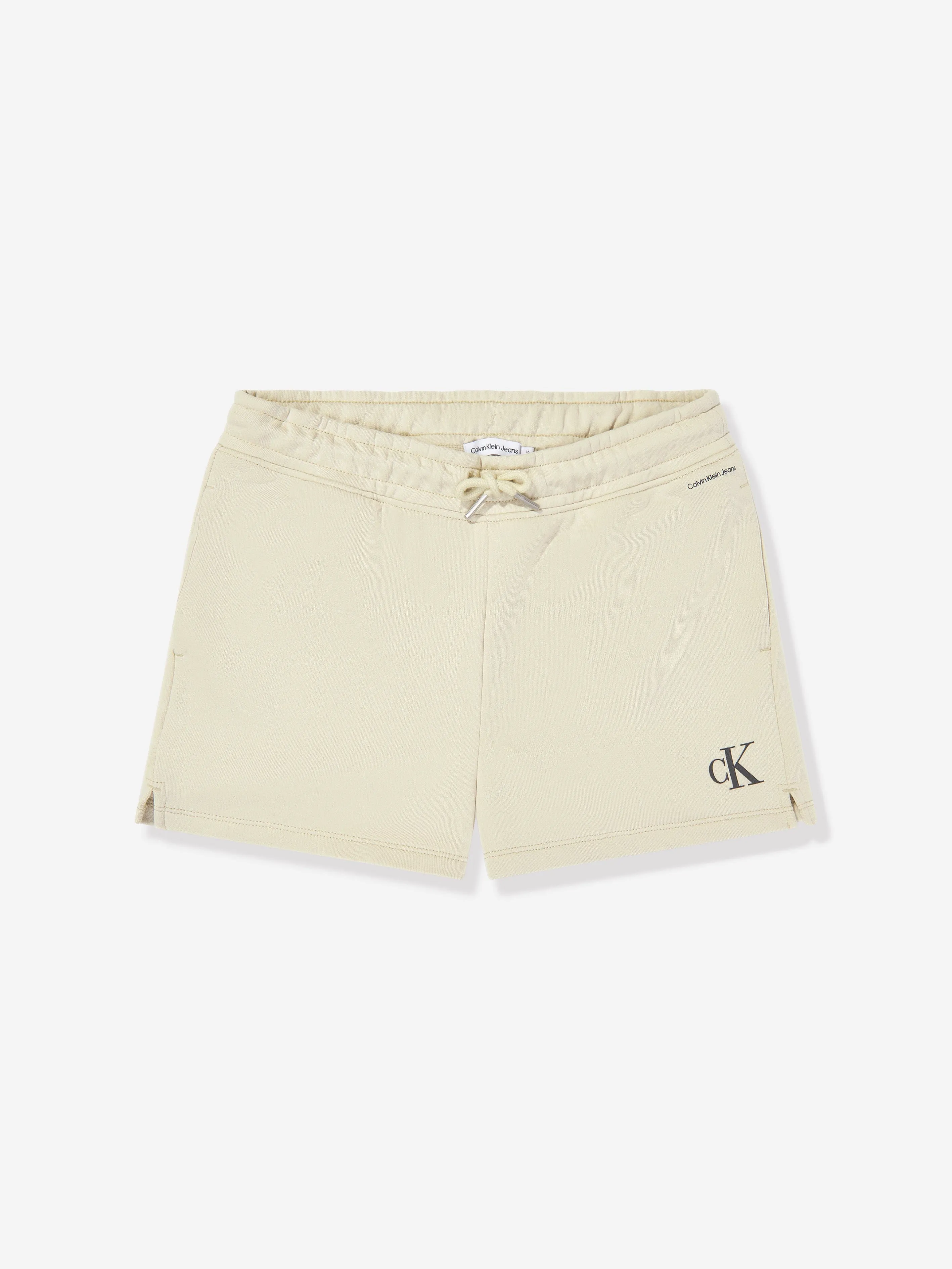 Calvin Klein Girls CK Logo Sweatshirt Shorts Set in Beige