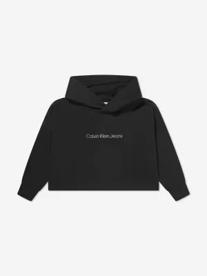 Calvin Klein Girls Glitter Monogram Hoodie in Black