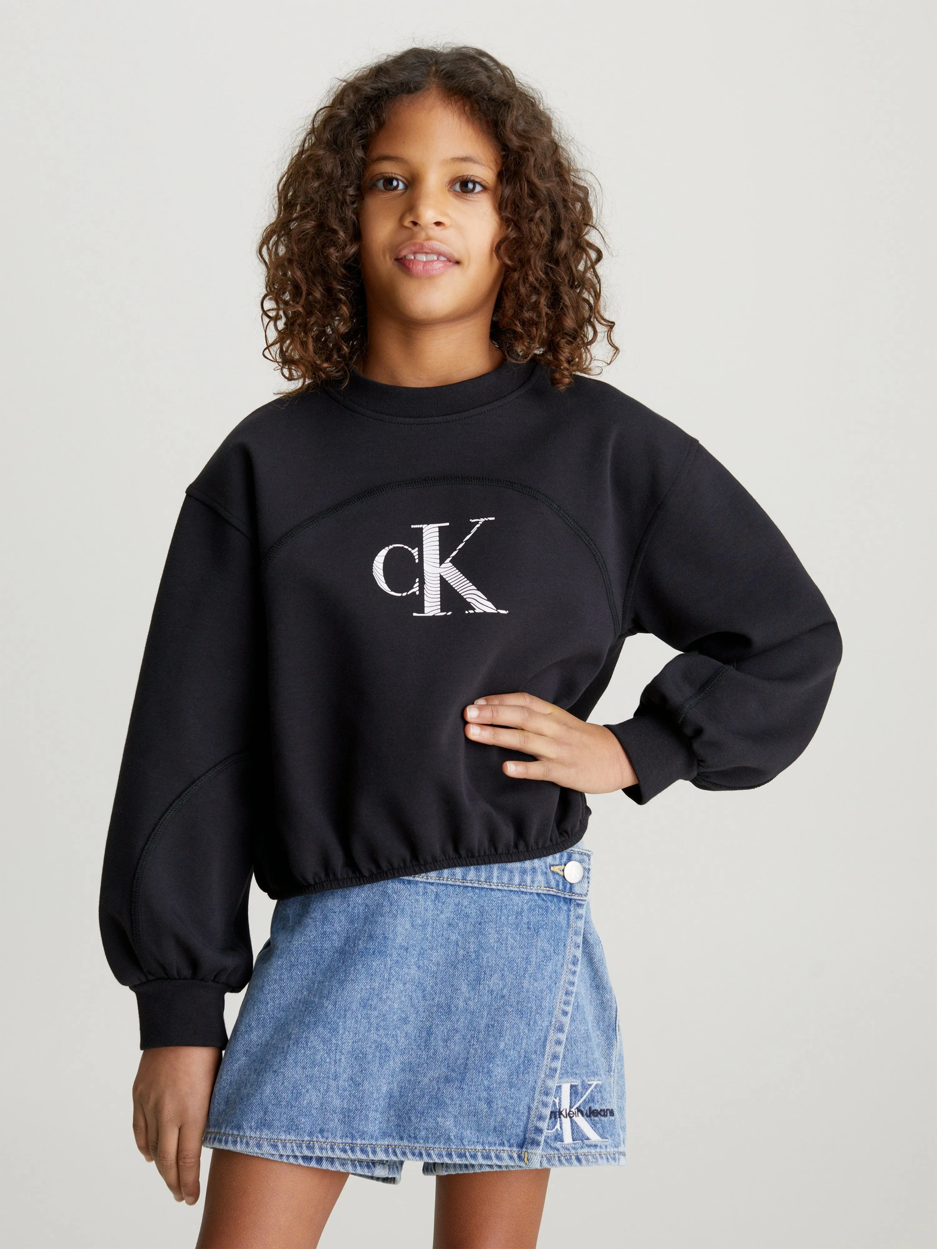 Calvin Klein Girls Iridescent CK Logo Sweatshirt in Black