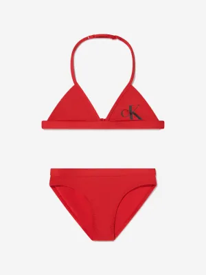 Calvin Klein Girls Triangle Bikini in Red