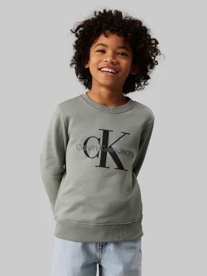 Calvin Klein Kids Monogram Logo Sweasthirt in Green