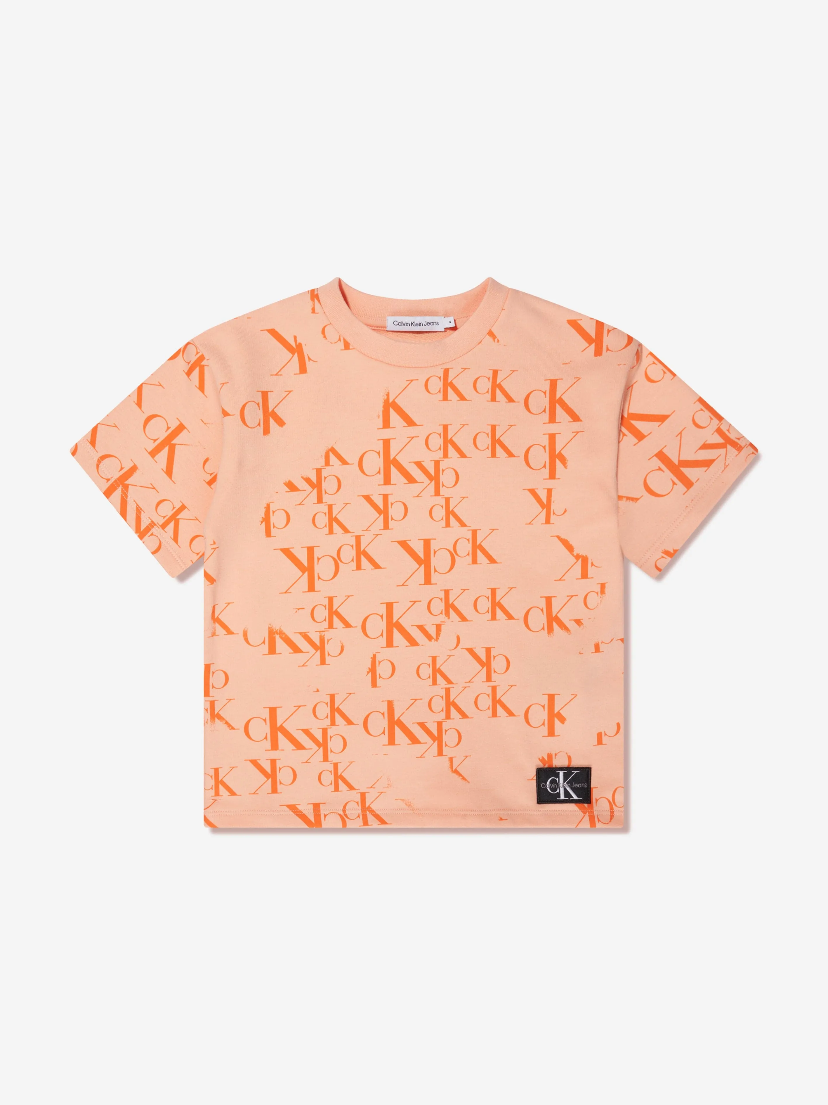 Calvin Klein Kids Monogram Shorts Set in Peach