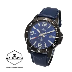 Casio Men's Diver Look Blue Leather Strap Watch MTPVD01BL-2B MTP-VD01BL-2B