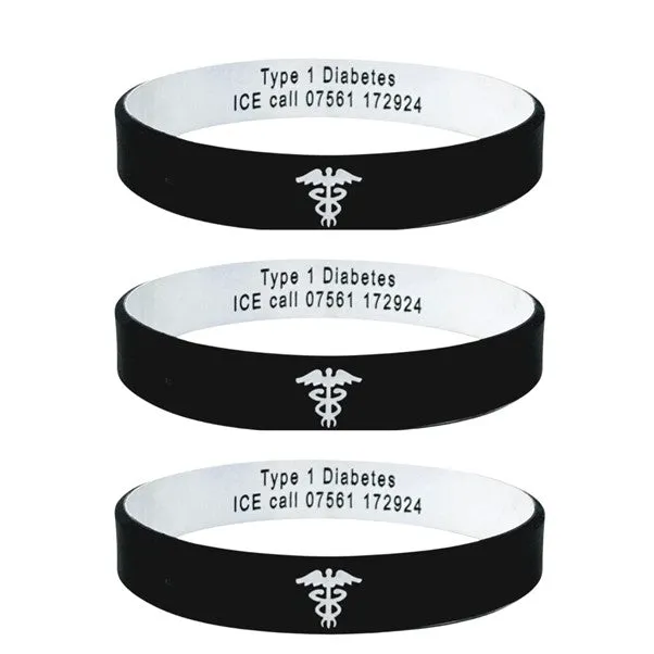 Confidential Medical Alert Silicone Custom Wristband - Black