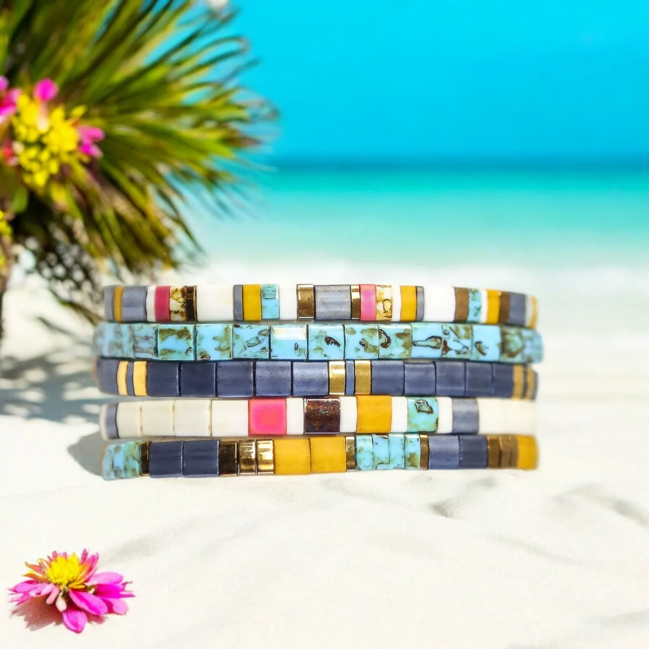 COUNTRY ROADS - 5 Tila Bead Bracelet Stack