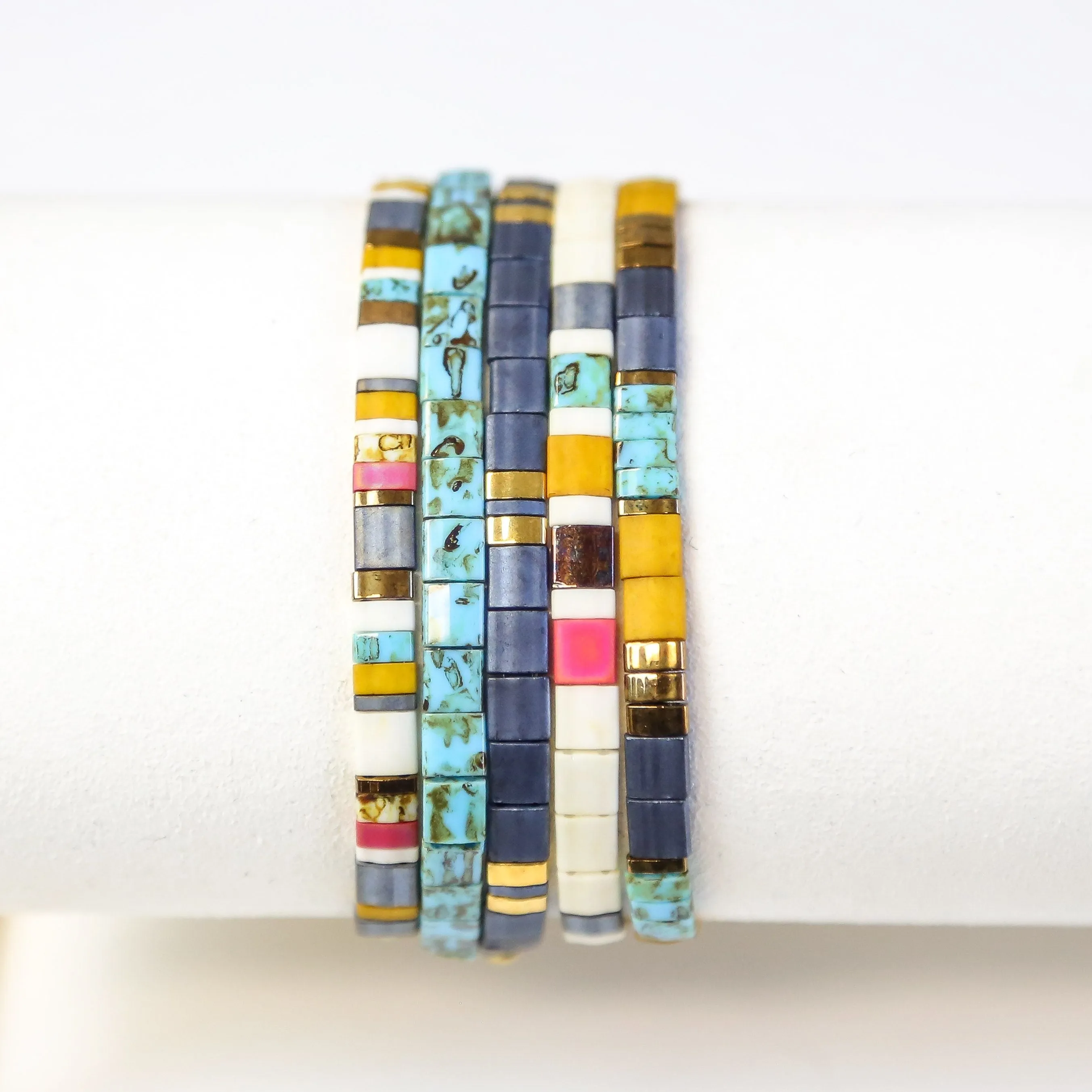 COUNTRY ROADS - 5 Tila Bead Bracelet Stack