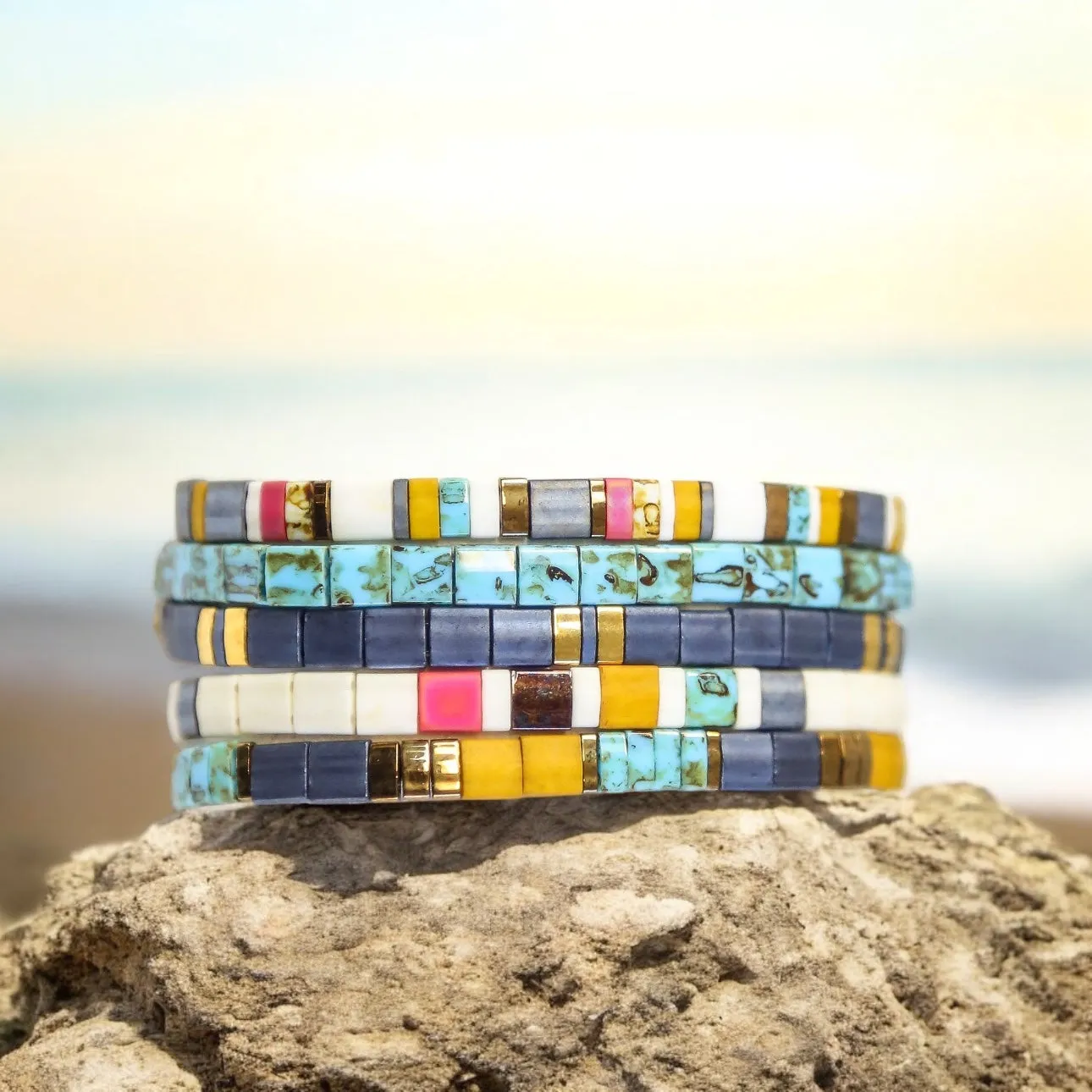 COUNTRY ROADS - 5 Tila Bead Bracelet Stack