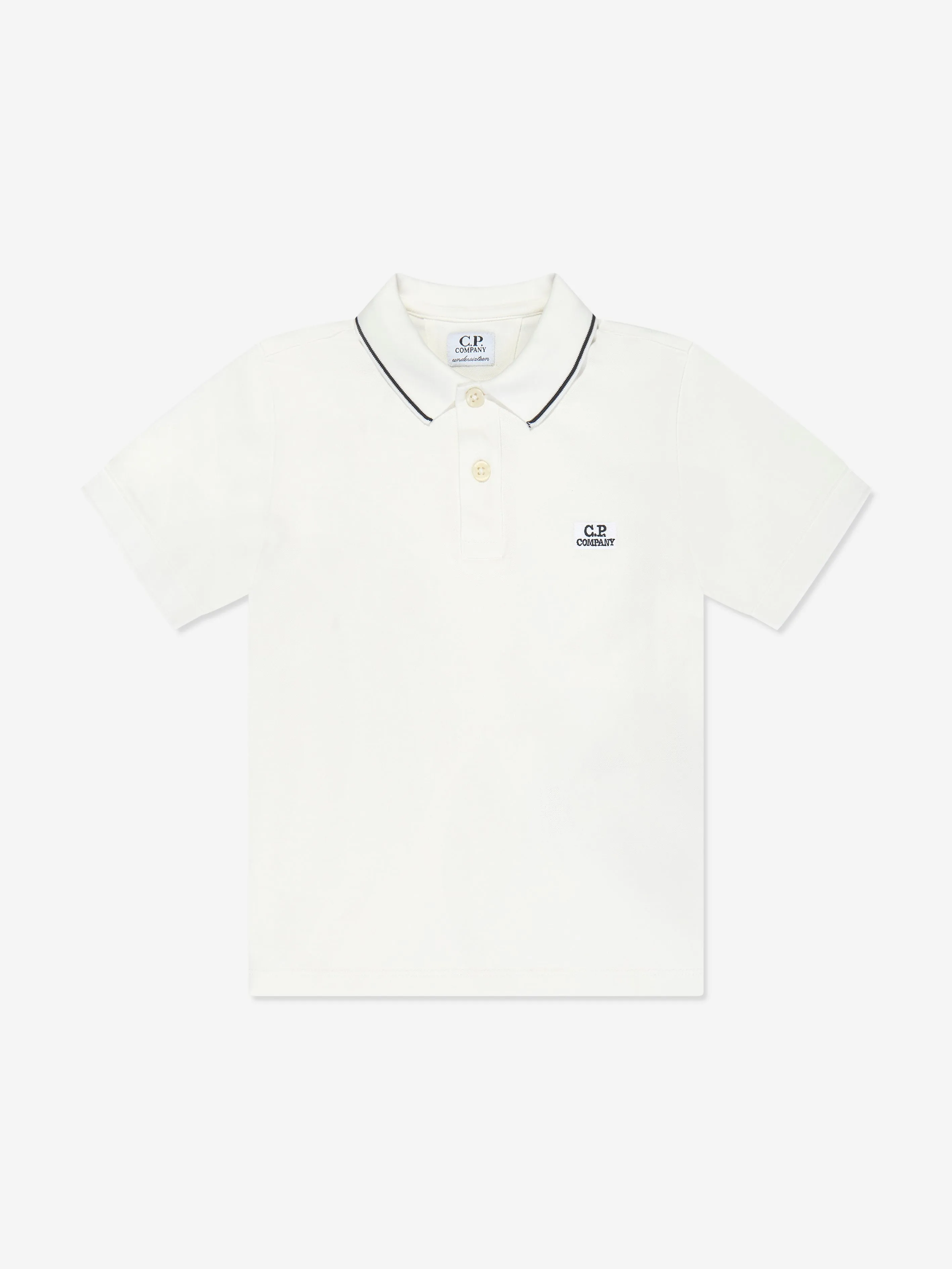 C.P. Company Boys Logo Polo Shirt in Ivory