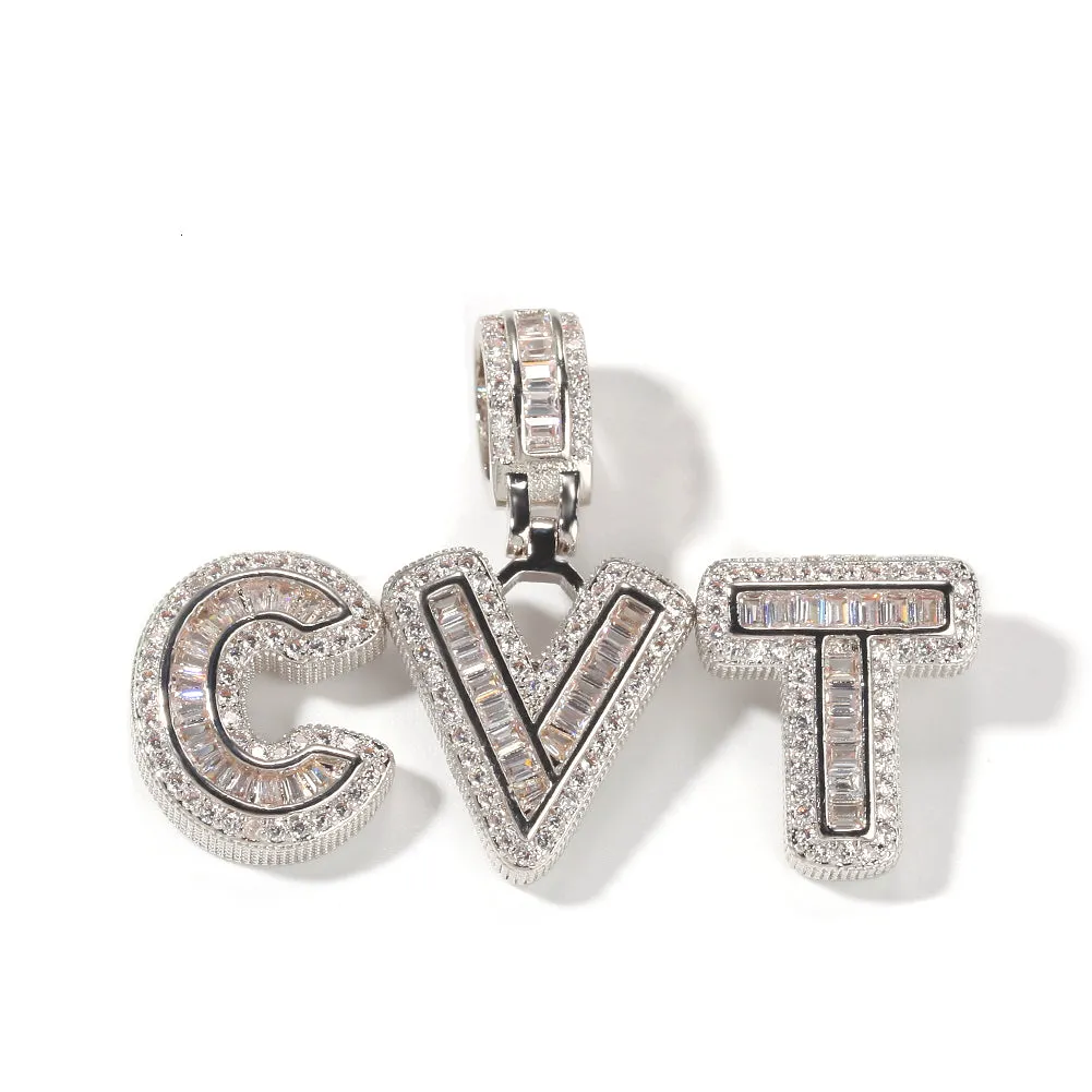 Custom mini Iced Out Baguette Cz Initial Letters Name Charms