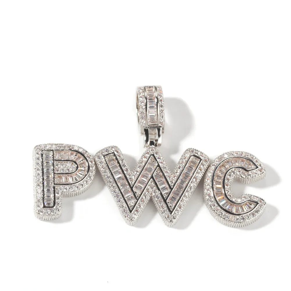 Custom mini Iced Out Baguette Cz Initial Letters Name Charms